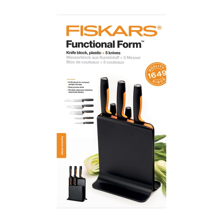 Functional Form knivblock i plast med 5 knivar, 6 delar Fiskars