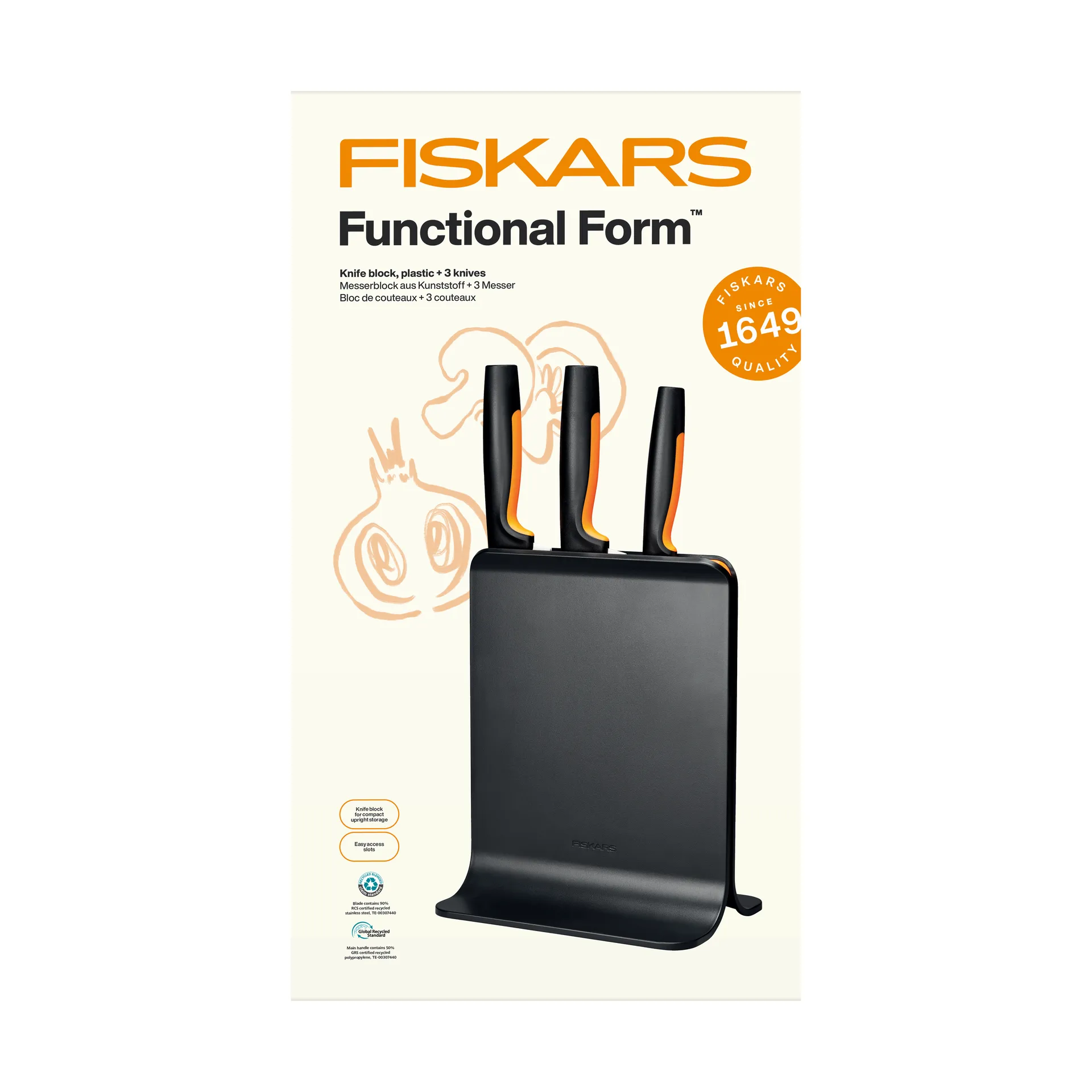 Fiskars Functional Form knivset med knivblock Plast, 4 delar