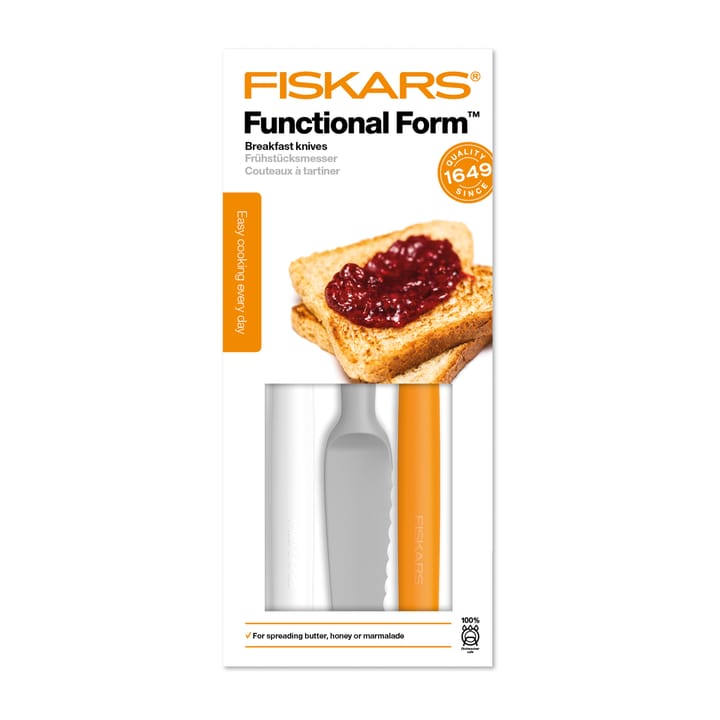 Functional Form smörknivar 3-pack, Grå-orange-vit Fiskars