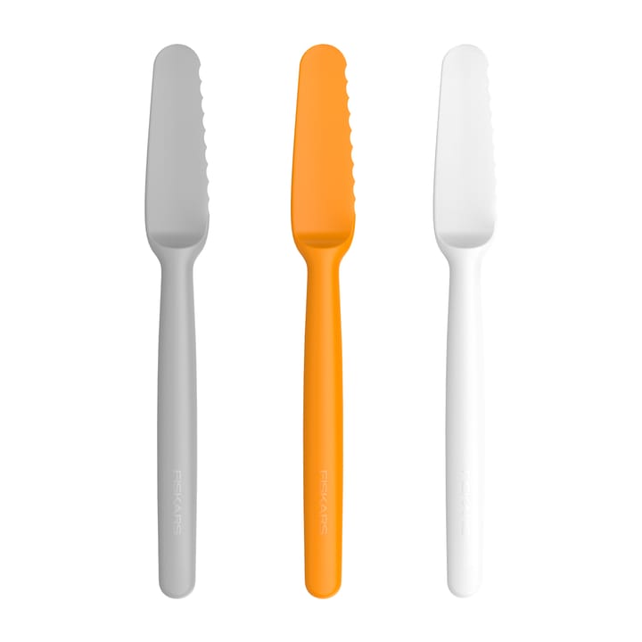 Functional Form smörknivar 3-pack, Grå-orange-vit Fiskars