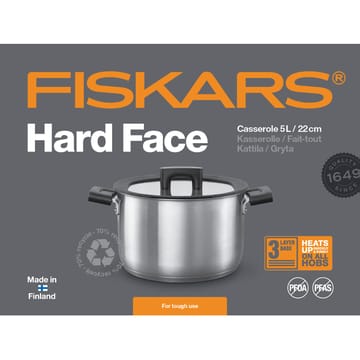 Hard Face Steel gryta med lock - 5 L - Fiskars