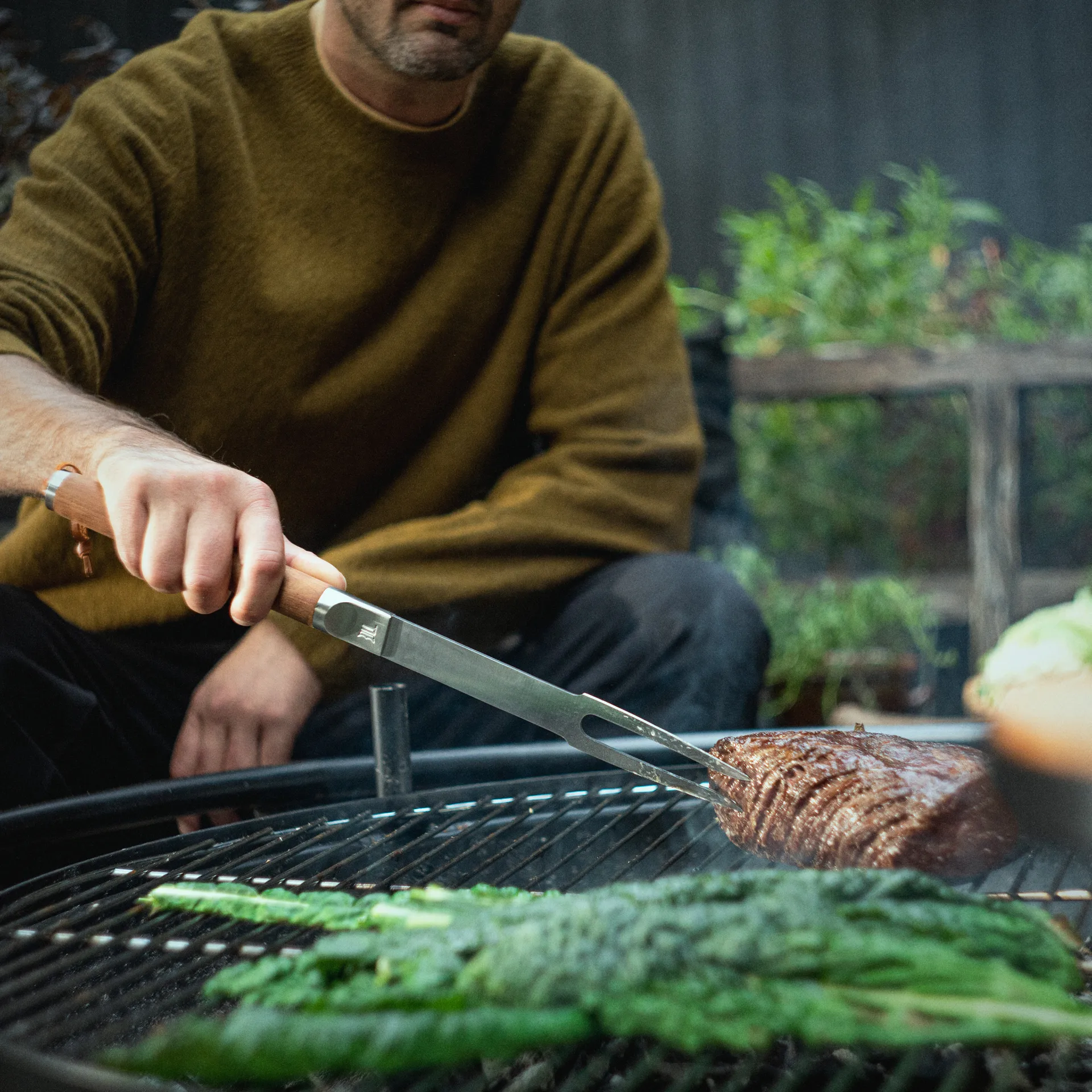 Norden grillgaffel, Rostfritt stål-björk Fiskars