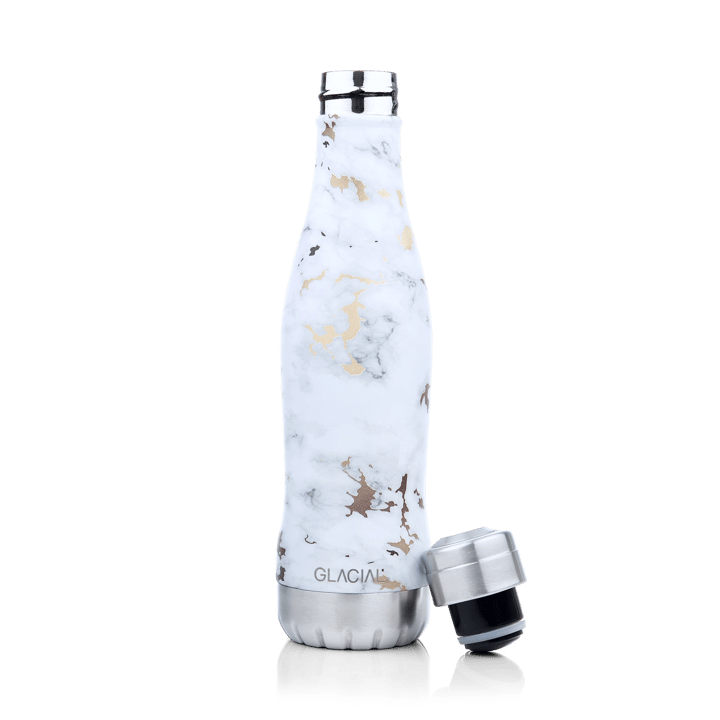 Glacial vattenflaska 400 ml, White golden marble Glacial