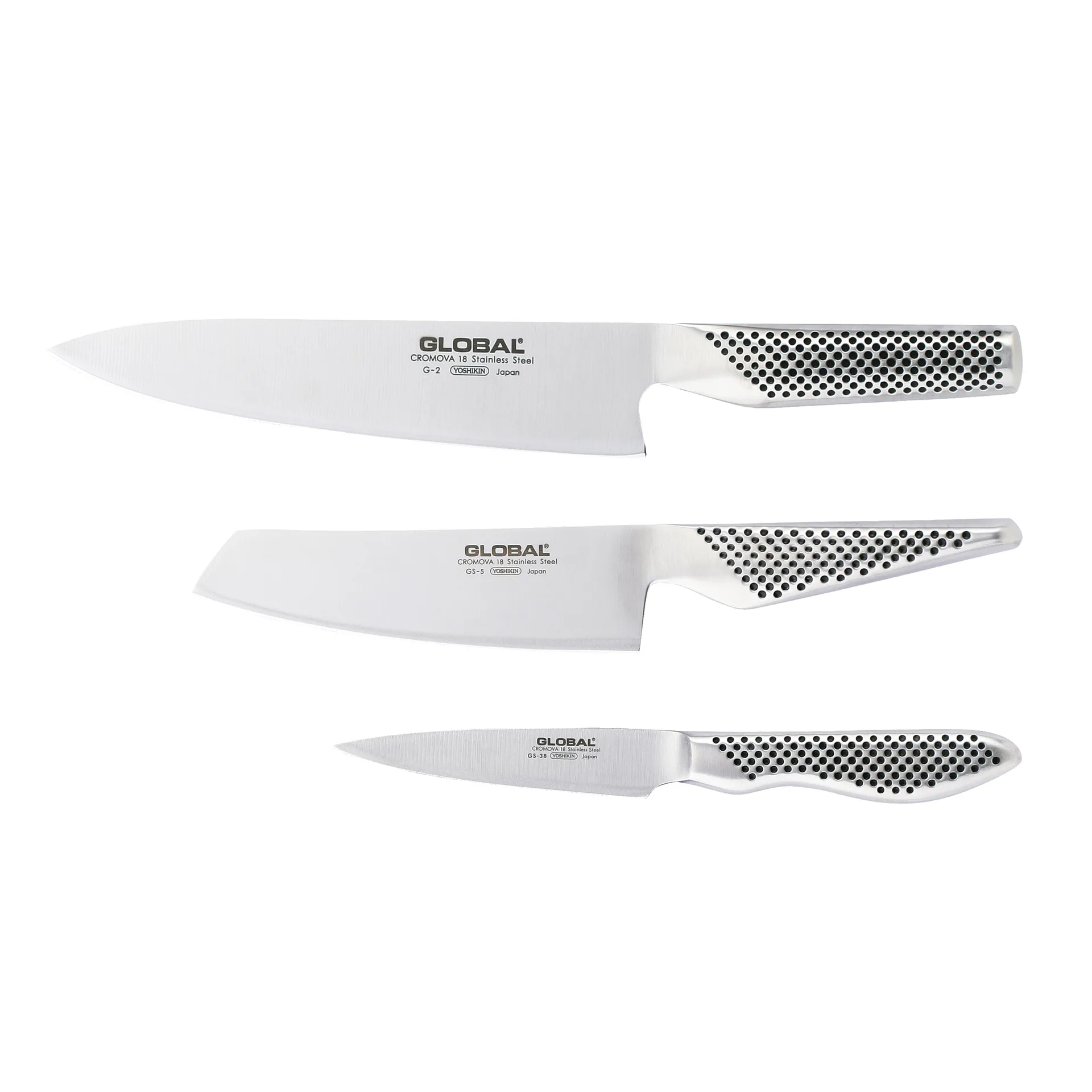Global G-2538 knivset, 3 knivar, Rostfritt stål Global