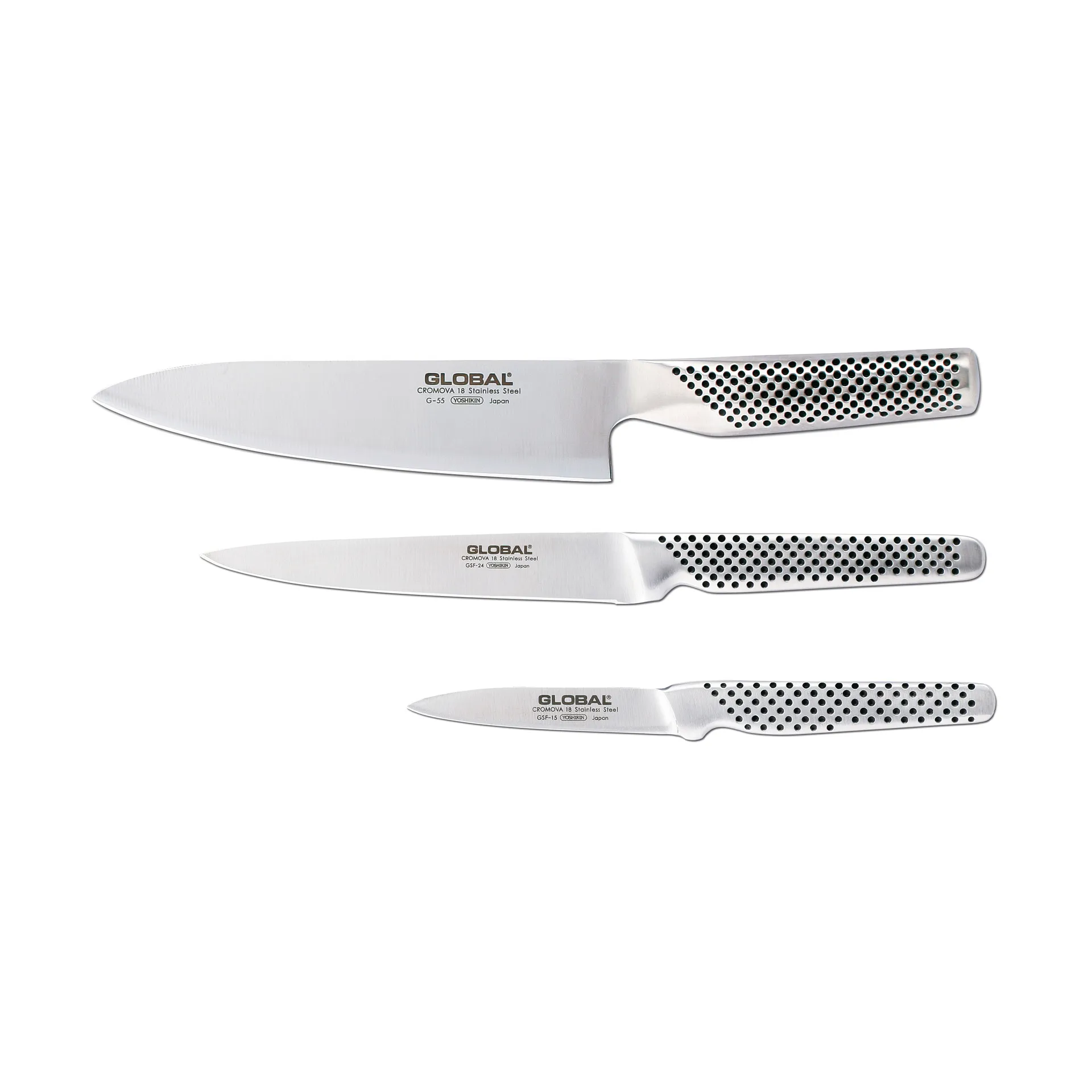Global G-551524 knivset 3-knivar, Rostfritt stål Global
