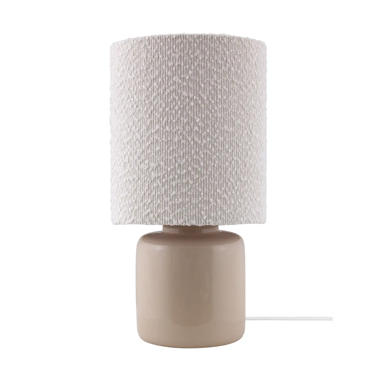 Globen Lighting Florian bordslampa Vit bouclé/beige Ø20×39 cm
