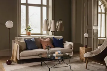 Lou pendel - 5, Vit bouclé-svart, 67x67 cm - Globen Lighting