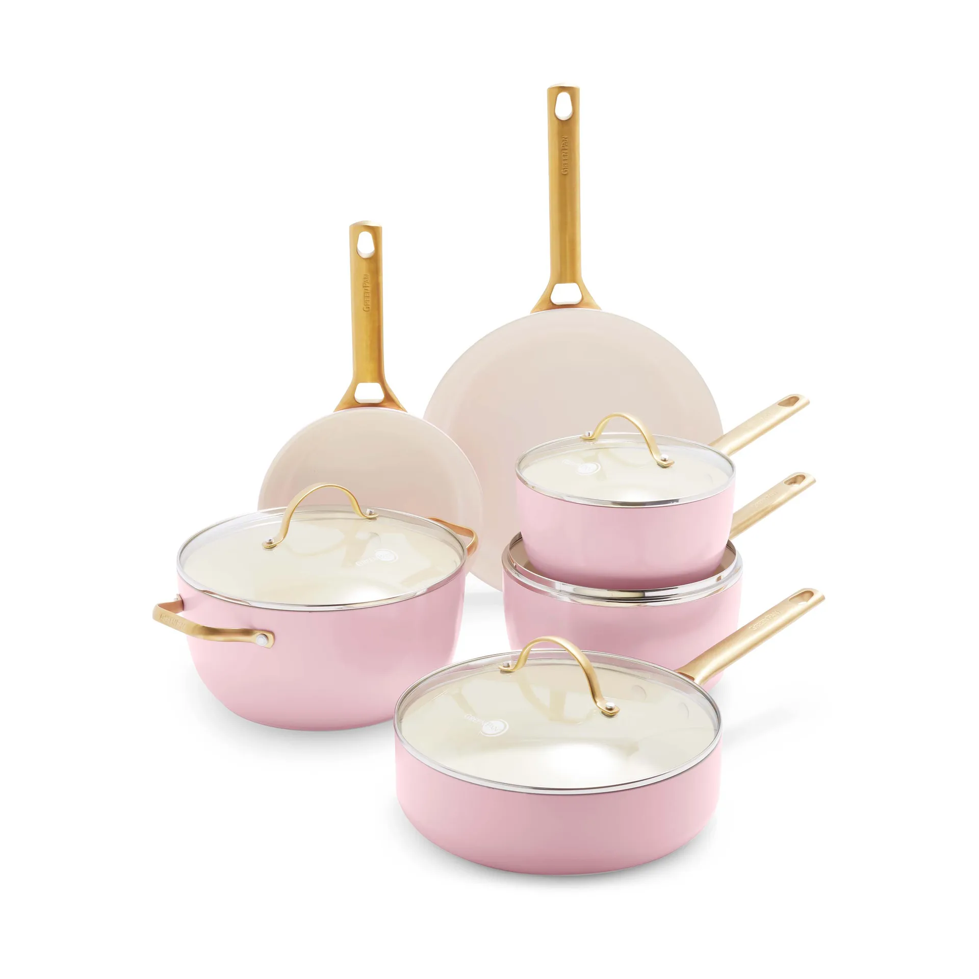 Padova gryt- och stekpanneset 10 delar, Blush pink GreenPan