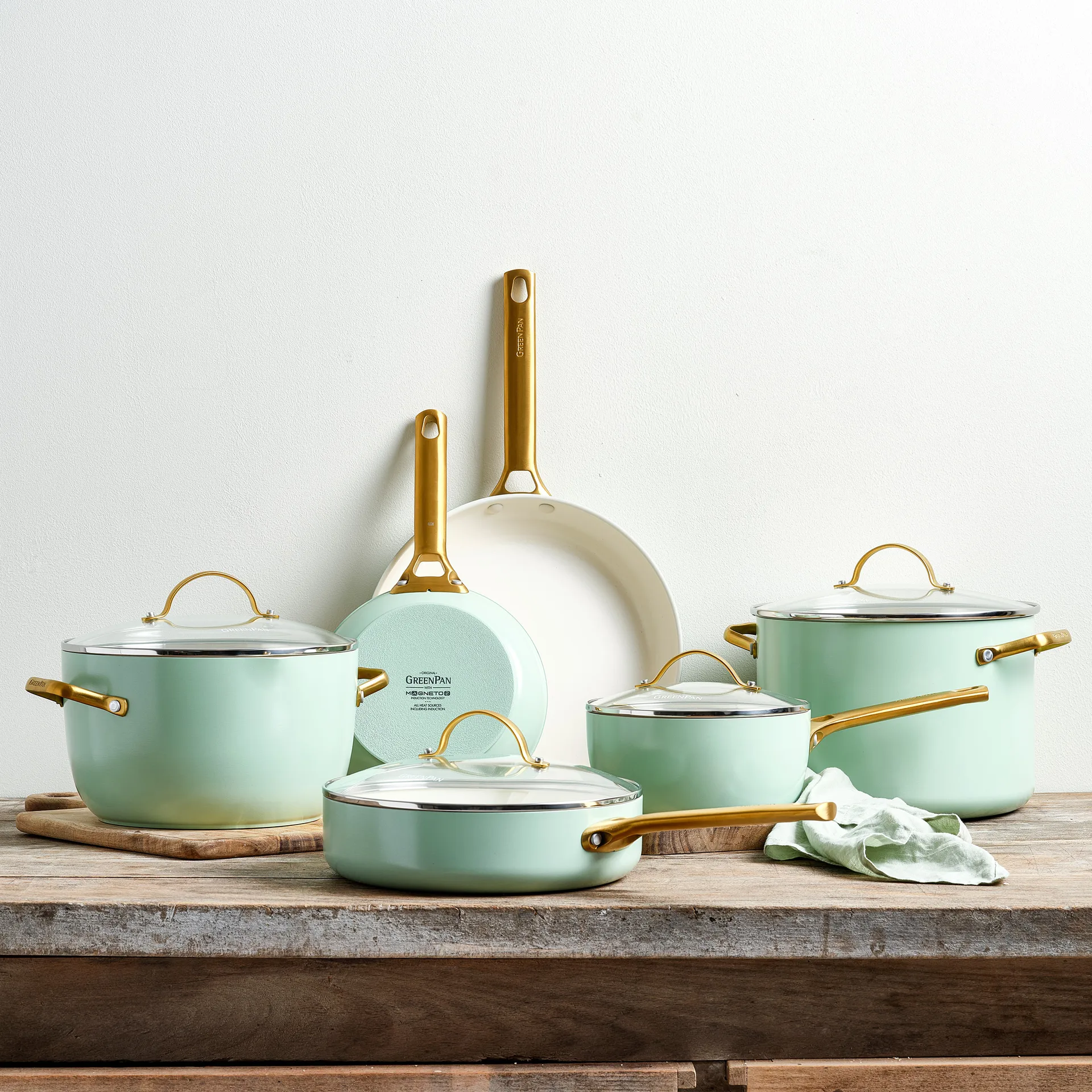Padova gryt- och stekpanneset 10 delar, Mint green GreenPan