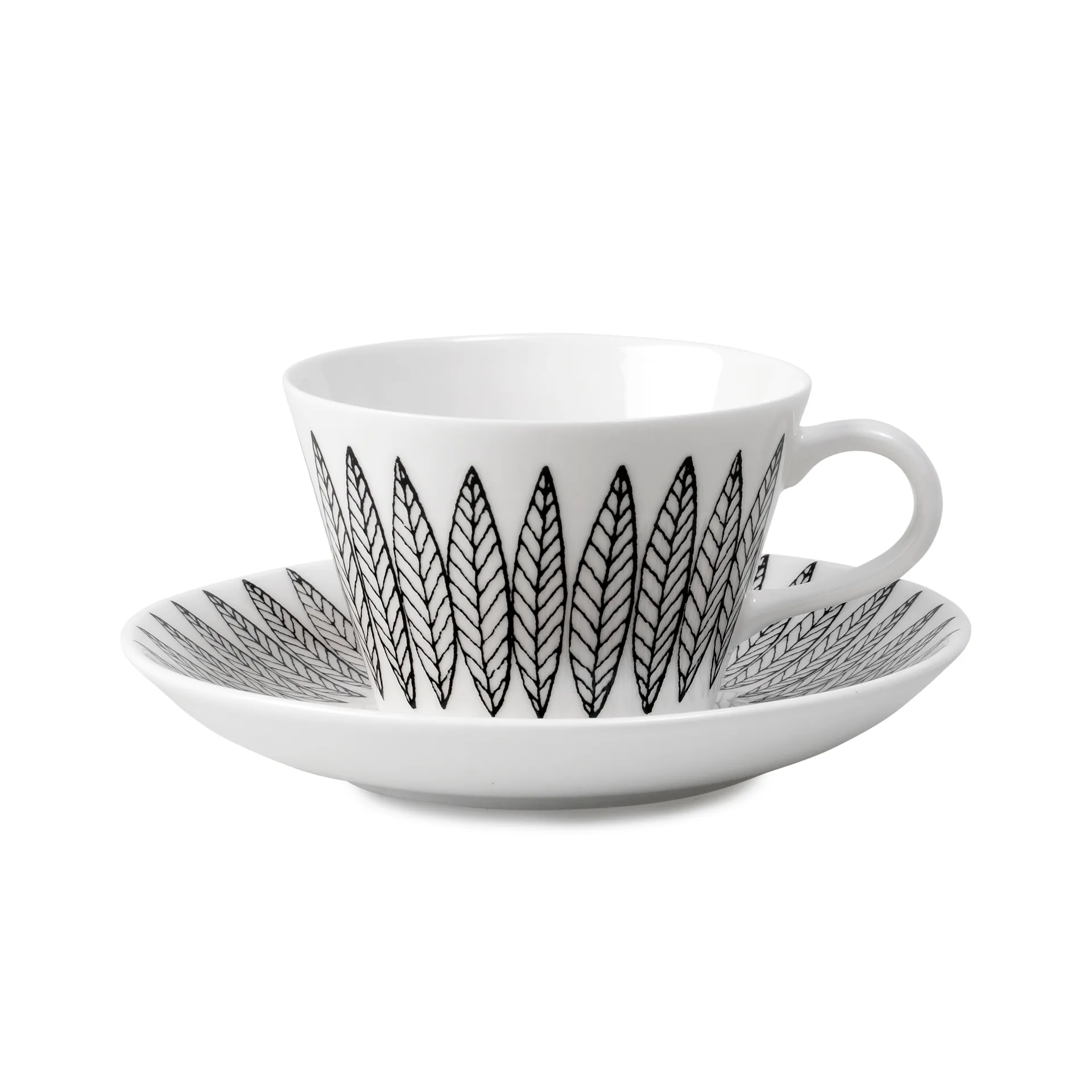 Gustafsbergs Porslinsfabrik Svart Salix kaffegods, kon Kaffekopp + fat