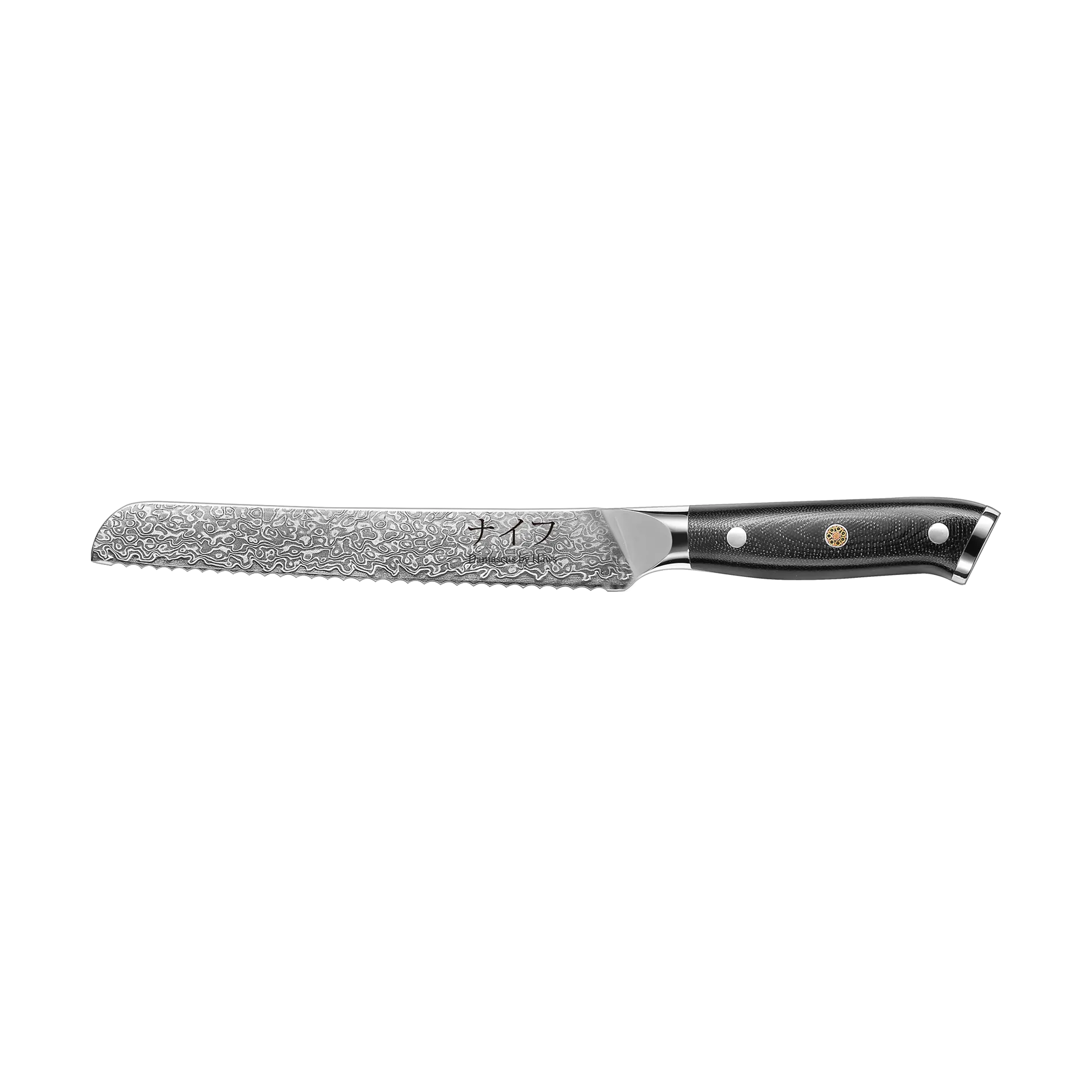 Damascus By Hâws brödkniv 33 cm, Svart-rostfritt stål Hâws