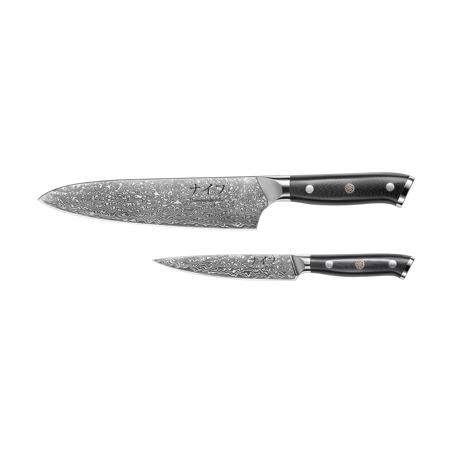 Damascus by Hâws kock- & universalknivsset 2 delar, Svart-rostfritt stål Hâws