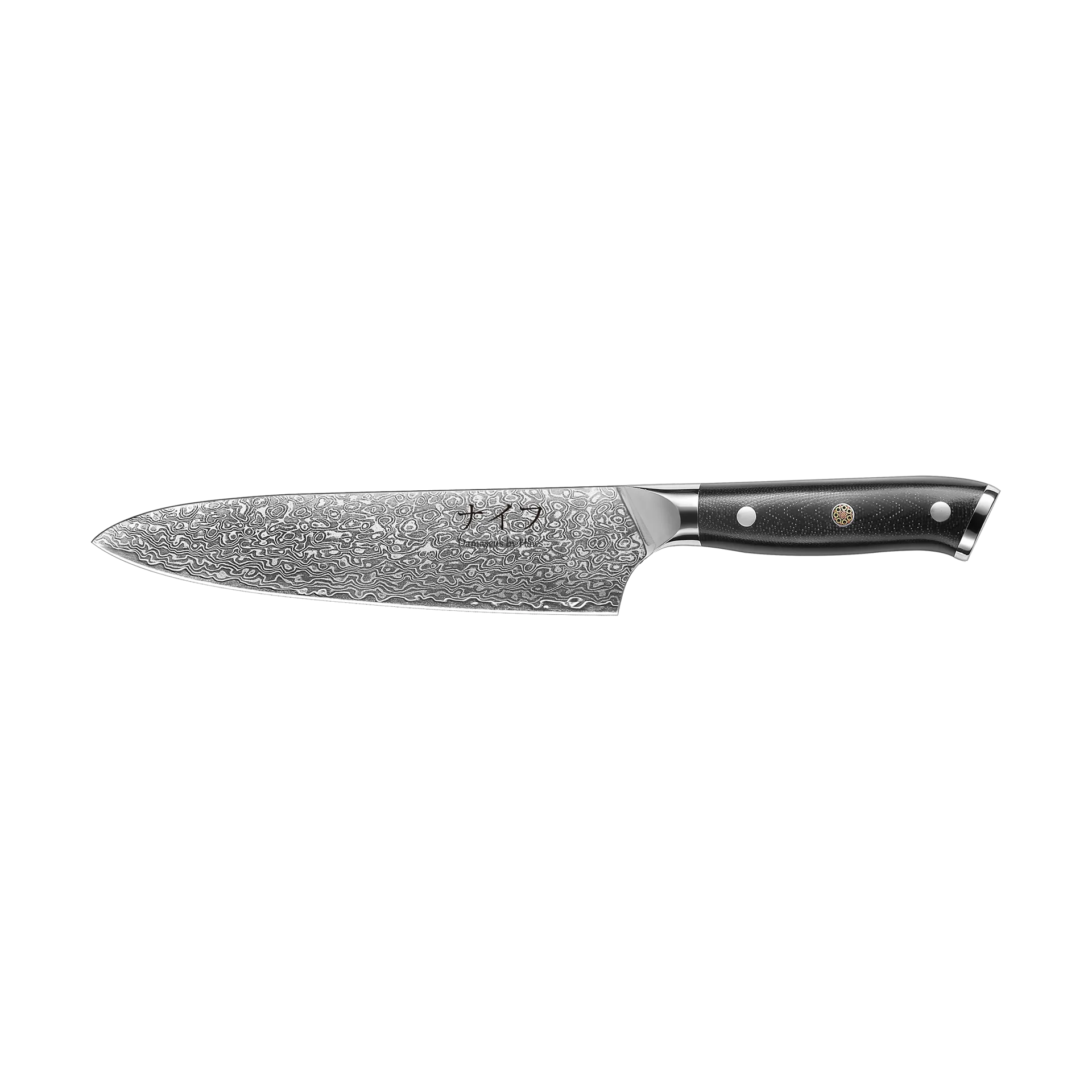 Damascus By Hâws kockkniv 33,5 cm, Svart-rostfritt stål Hâws