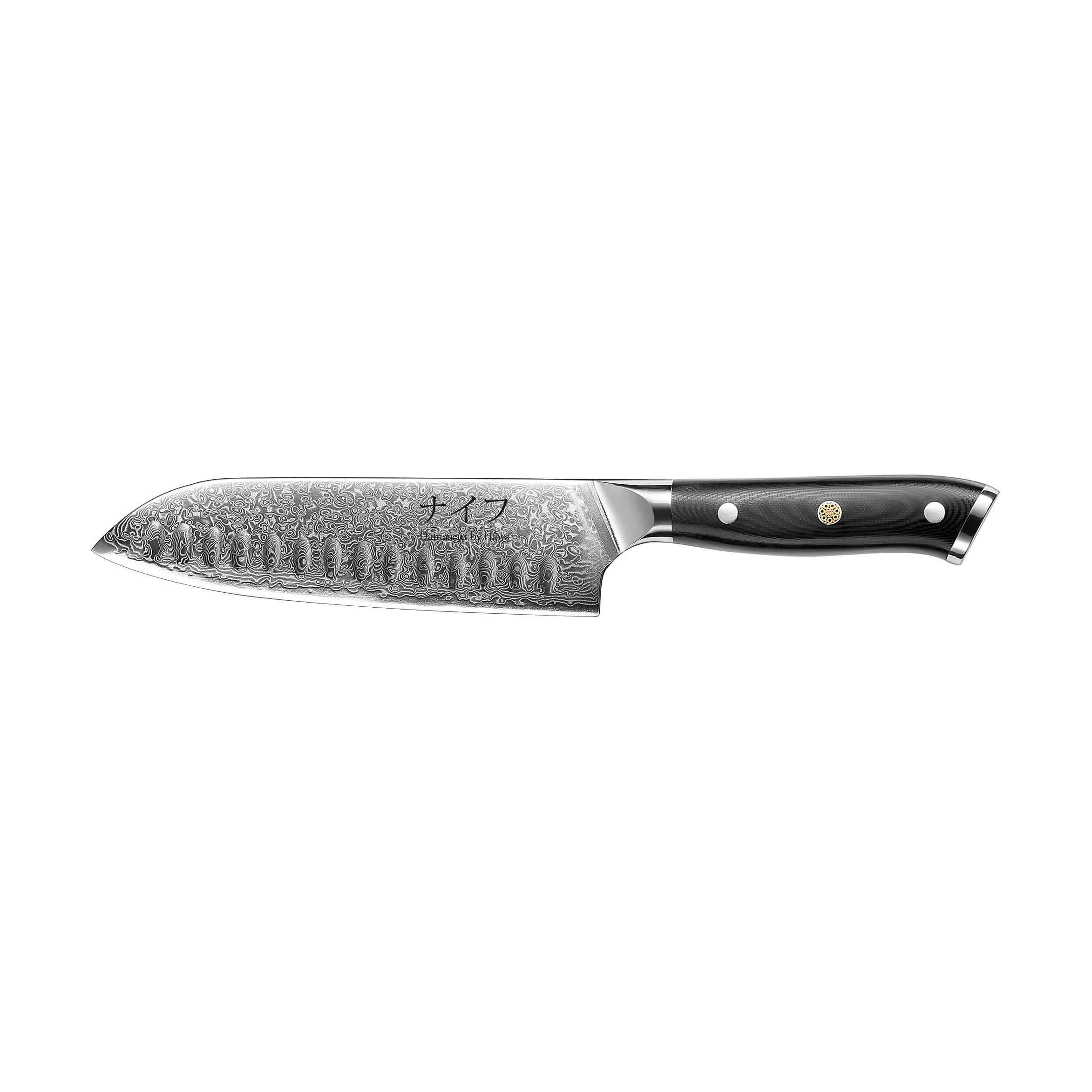 Damascus By Hâws santokukniv 32 cm, Svart-rostfritt stål