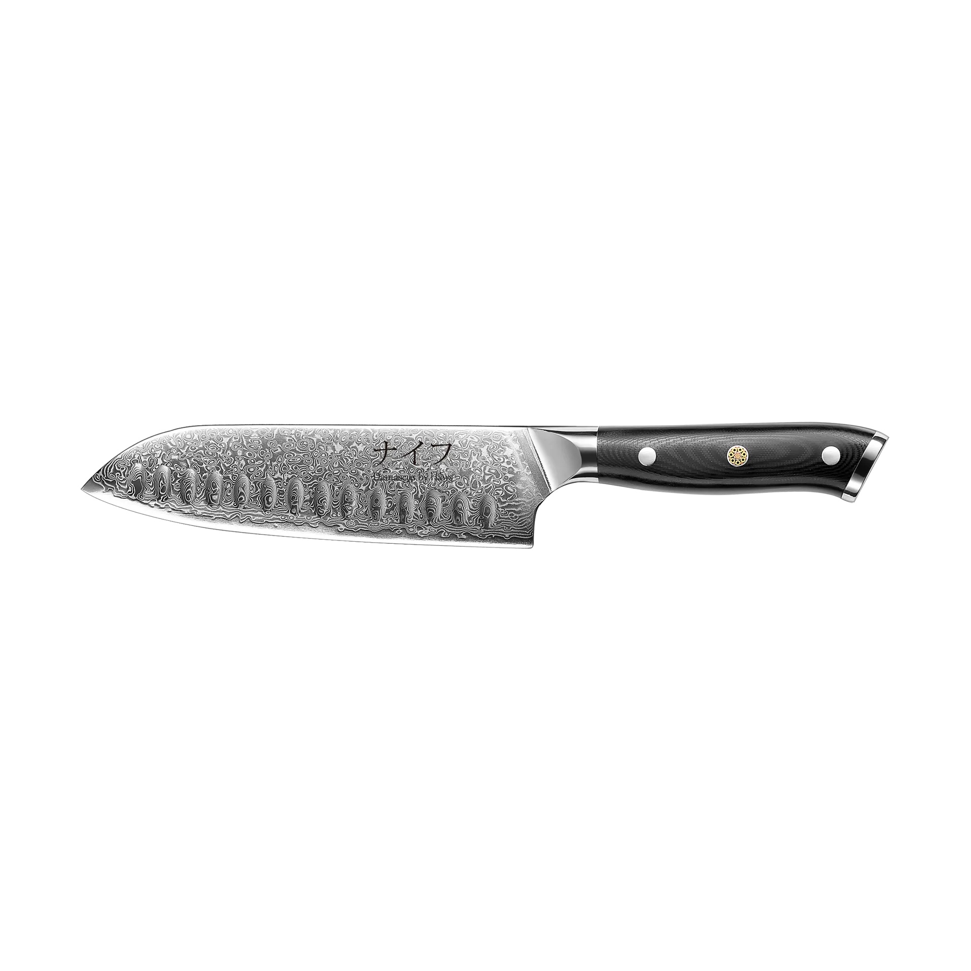 Damascus By Hâws santokukniv 32 cm, Svart-rostfritt stål Hâws