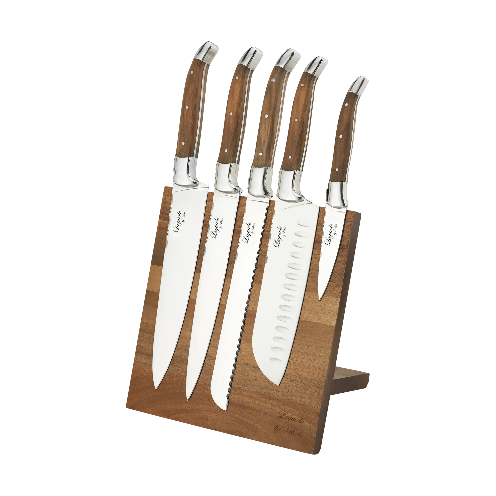 Laguiole By Hâws knivset med block 6-delar, Olive Hâws