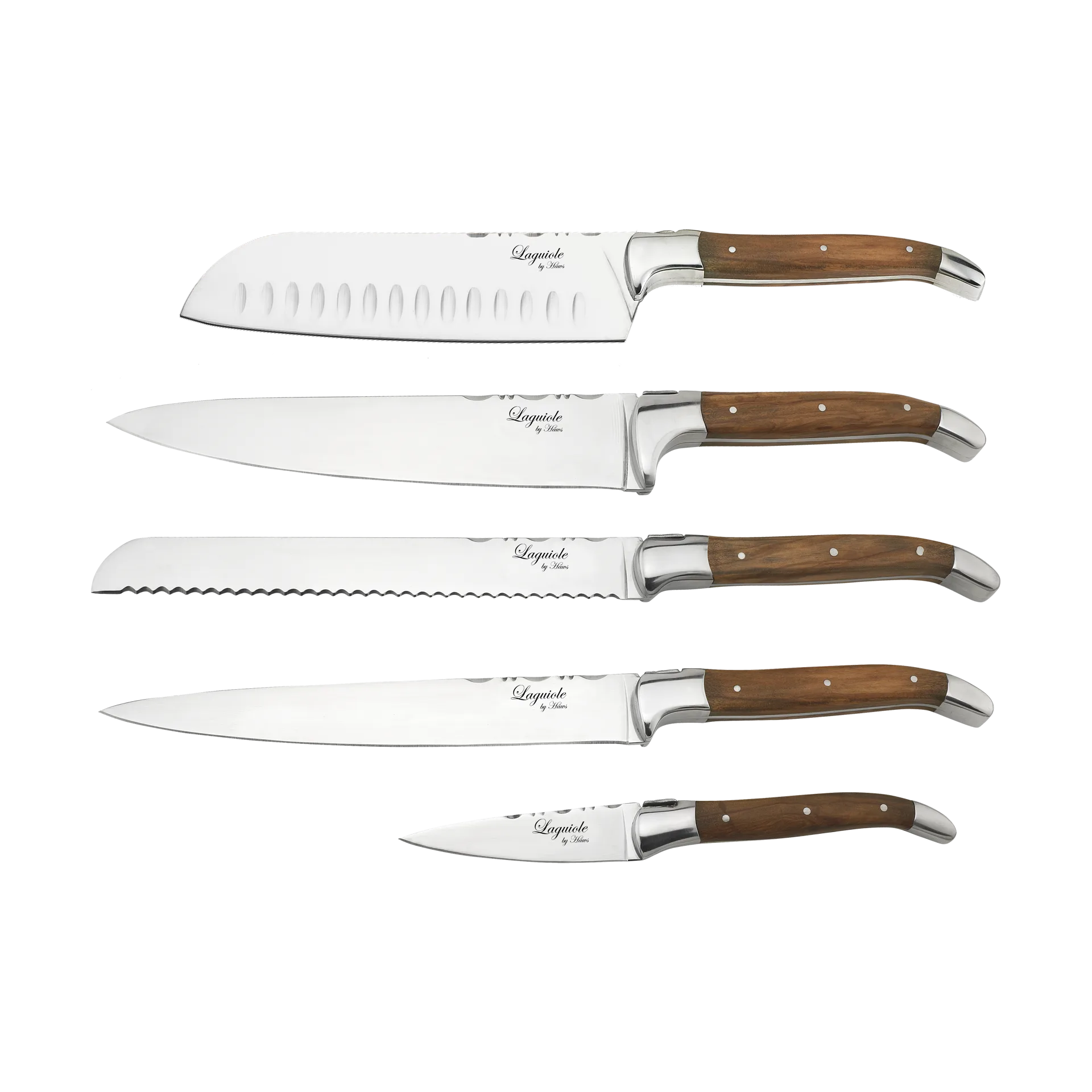Laguiole By Hâws knivset med block 6-delar, Olive Hâws