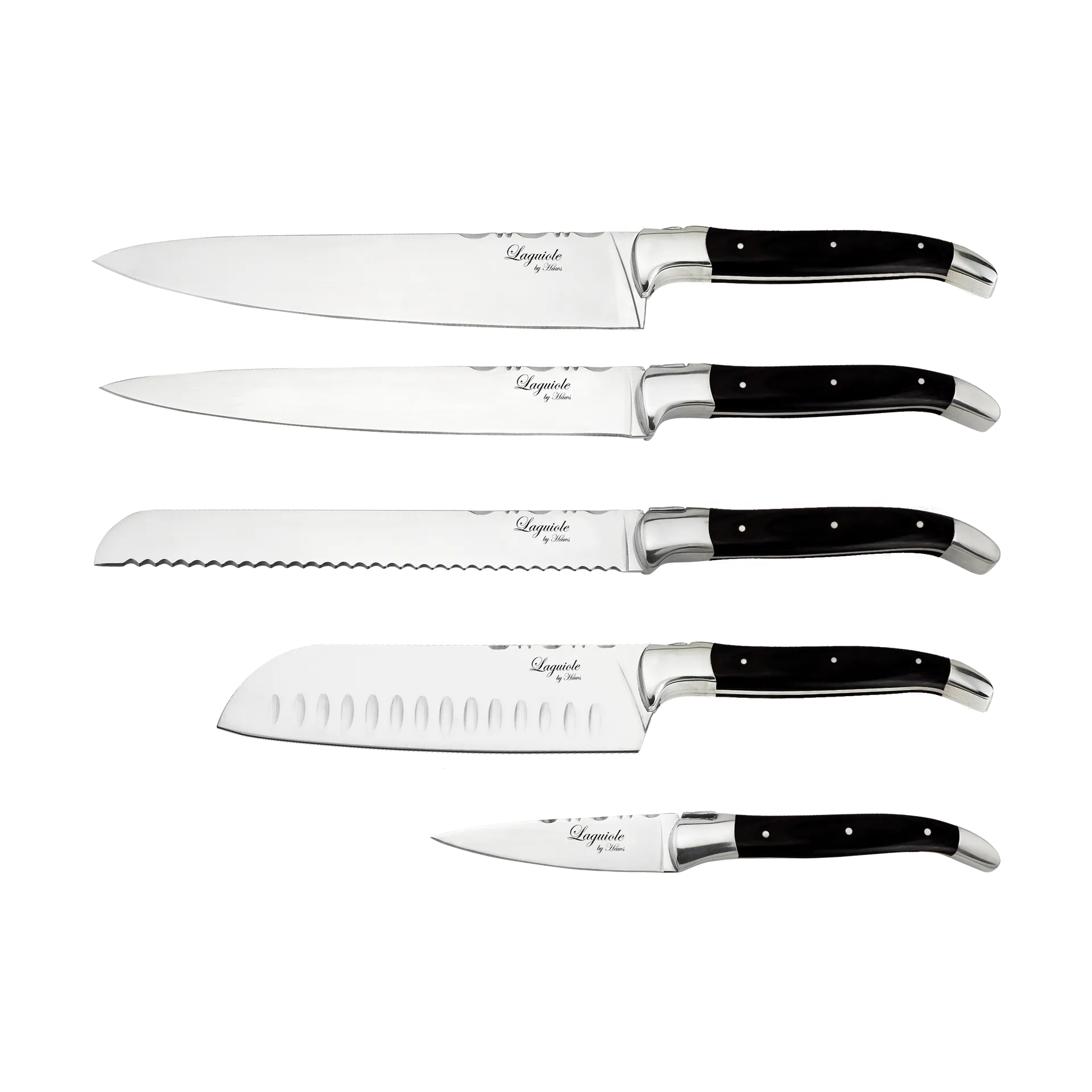 Laguiole By Hâws kockknivsset 5-delar, Black Wood Hâws