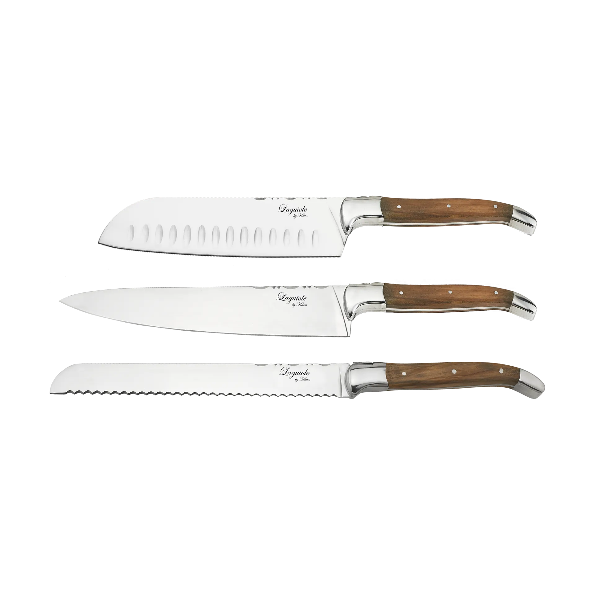 Laguiole By Hâws kockknivsset med skärbräda 4-delar, Olivträ-rostfritt stål-bambu Hâws