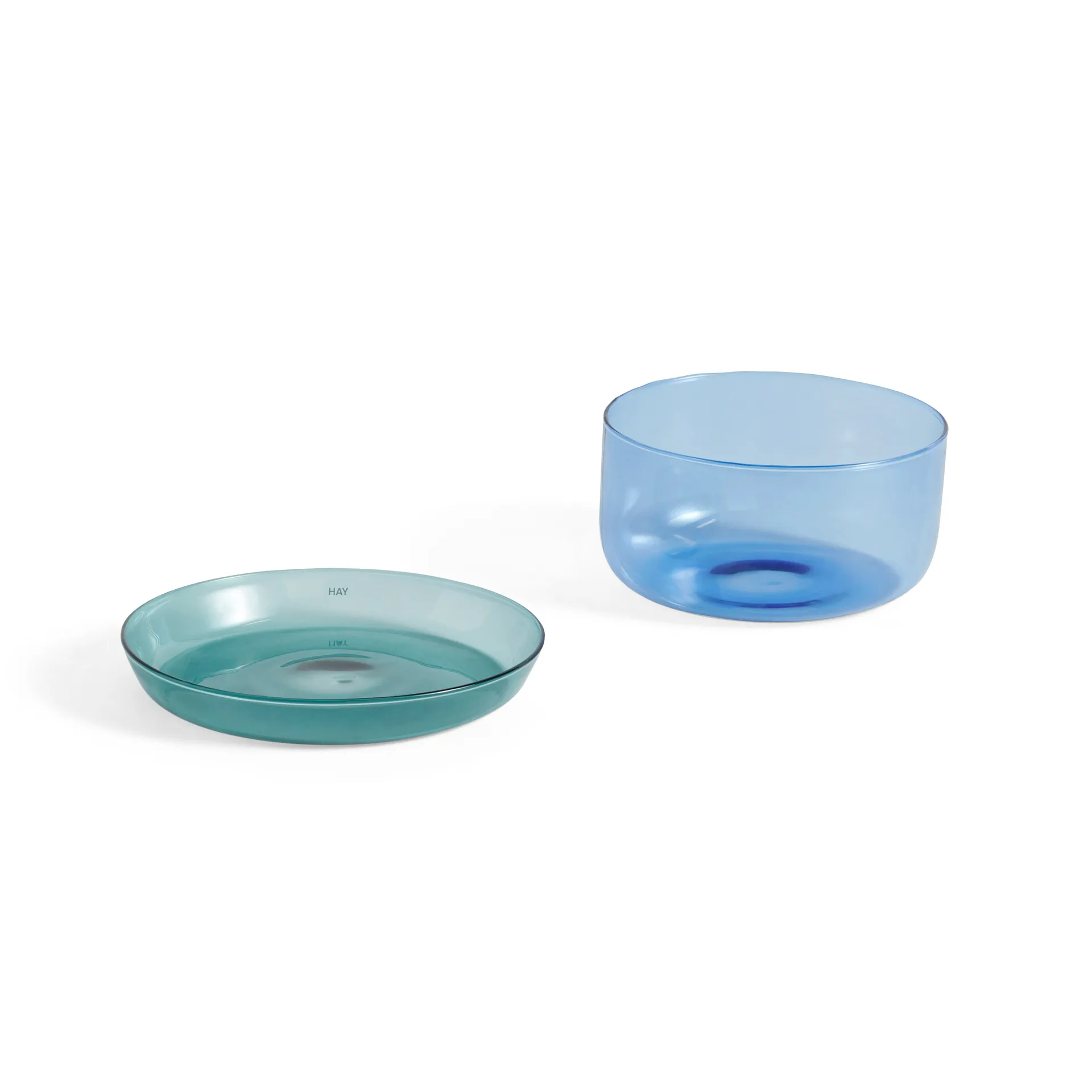 2-in-1 serveringsset skål och fat, Light blue-aqua HAY