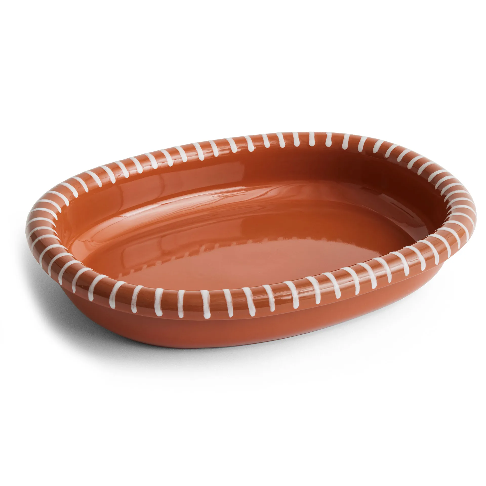 Barro ovalt serveringsfat large 27x36 cm, Natural with stripes HAY