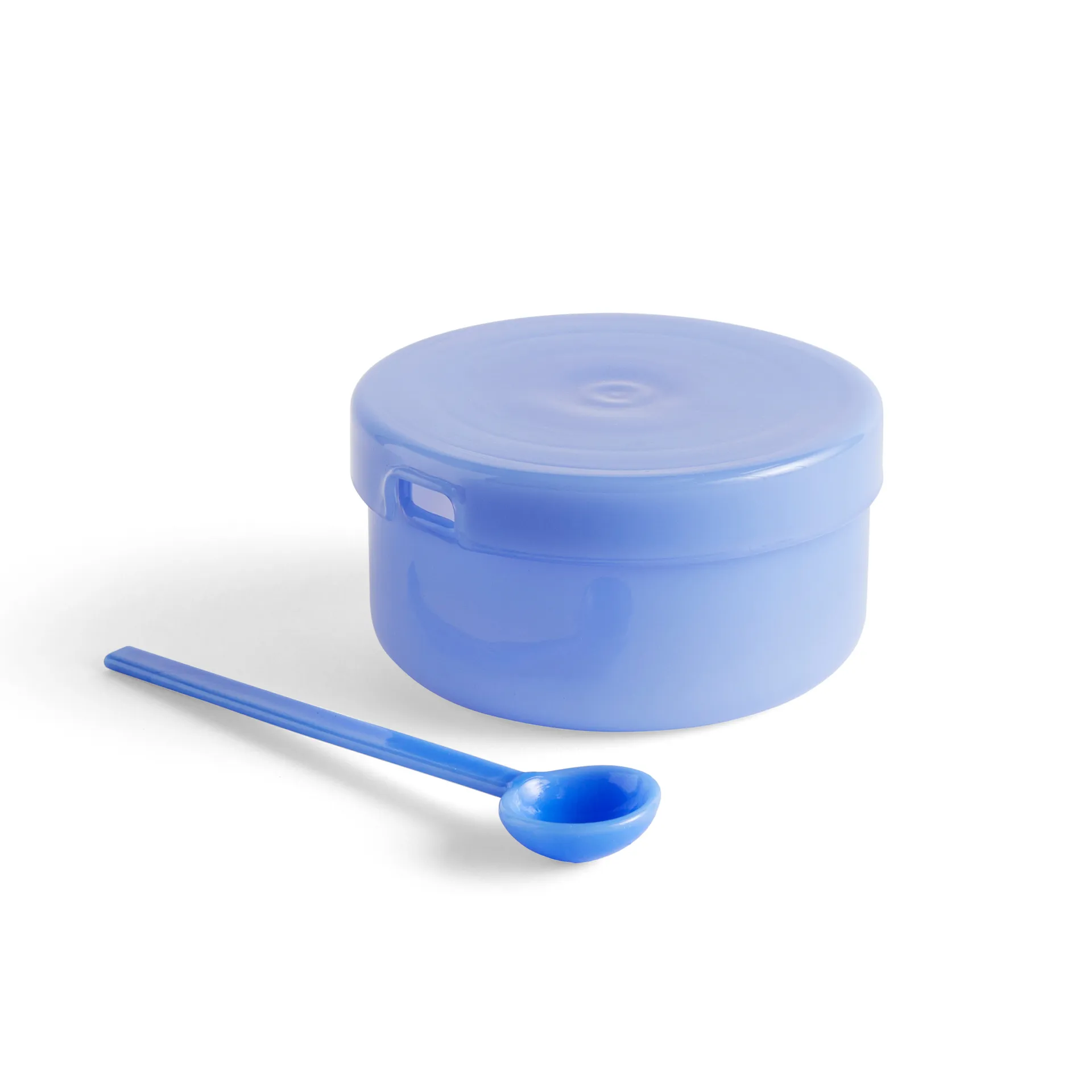 Borosilicate skål med lock och sked, Jade light blue HAY