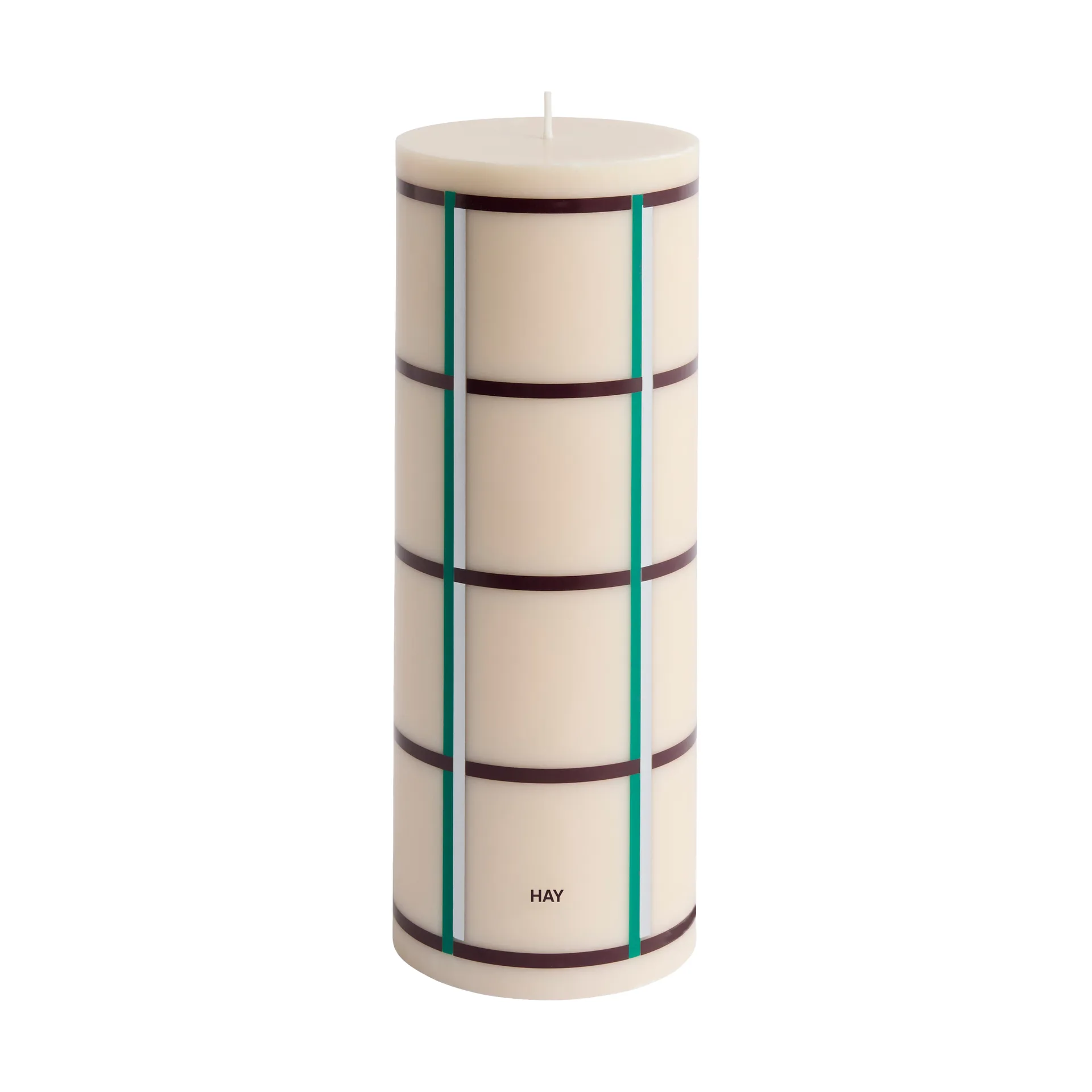 Column Candle blockljus large 25 cm, Off white-green bordeaux-silver HAY