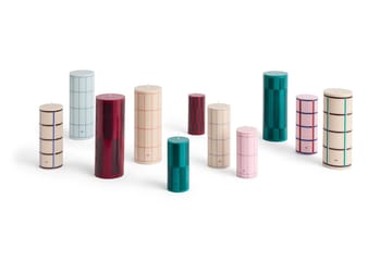 Column Candle blockljus large 25 cm - Off white-red grid check - HAY