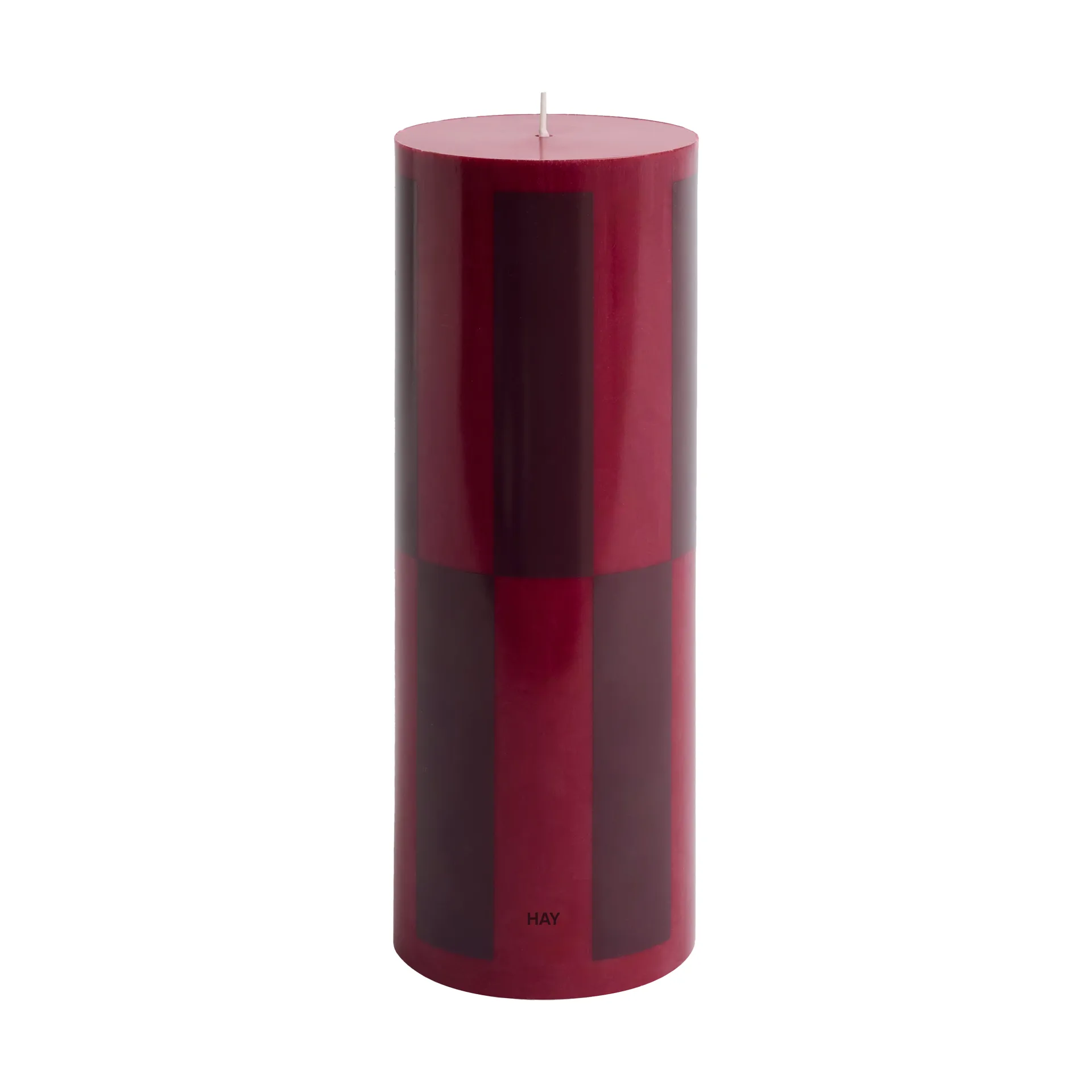 Column Candle blockljus large 25 cm, Wine-bordeaux large check HAY