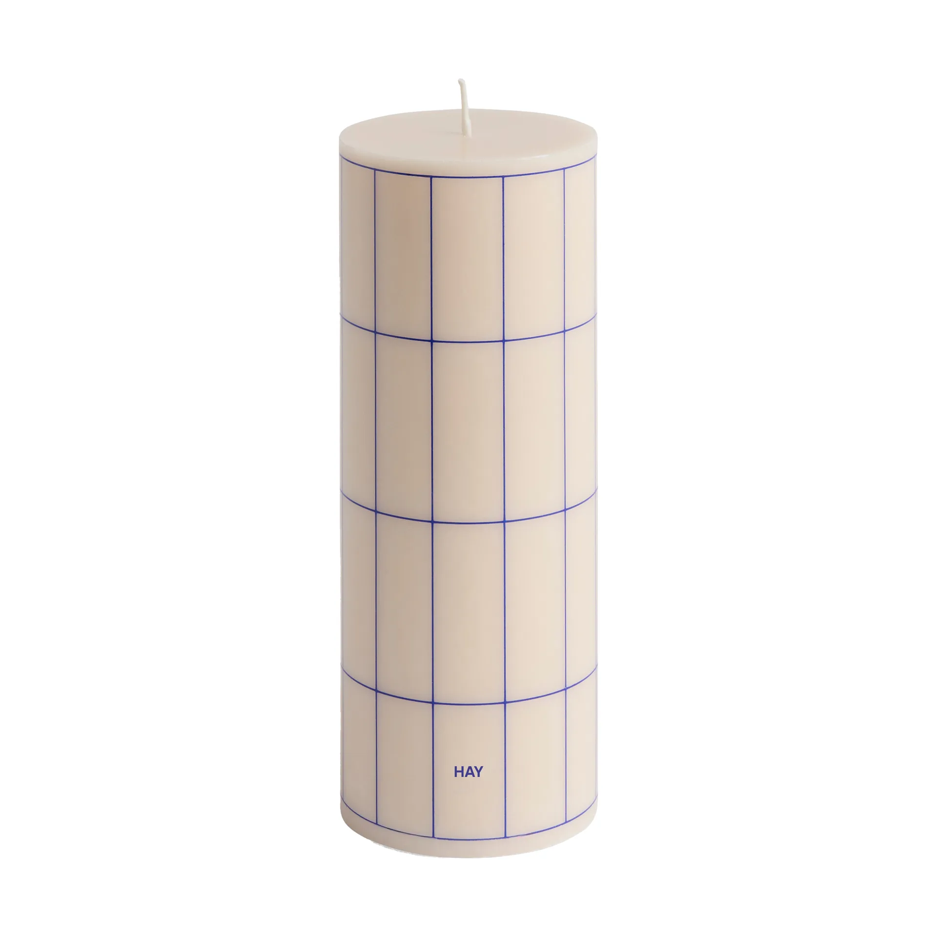 Column Candle blockljus medium 20 cm, Off white-blue grid check HAY