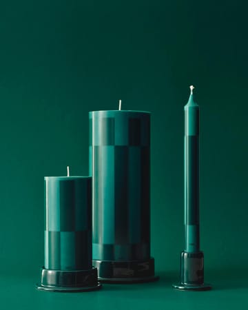 Column Candle blockljus small 15 cm - Green-dark green large check - HAY