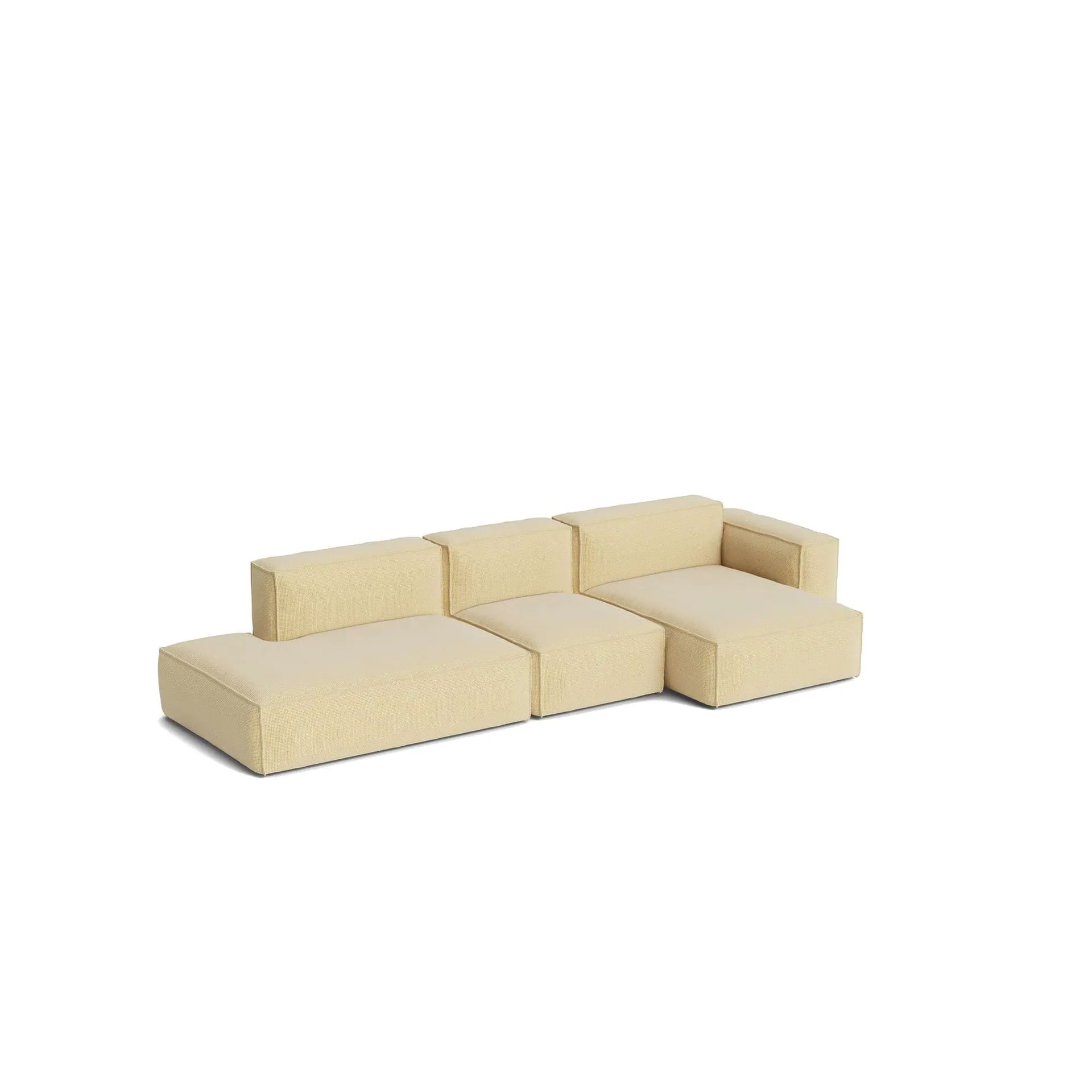Mags Soft Low Armrest soffa 2,5-sits kombination 3, Tartaglia Ocre white, högerställd, avtagbar klädsel HAY