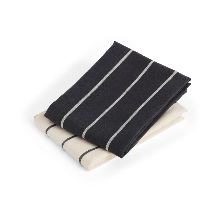 Outdoor Market kökshandduk - Black-beige, 2-pack - HAY