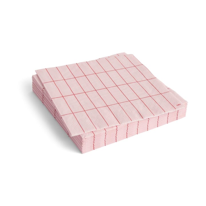Pattern Dinner servett 40x40 cm 20-pack - Light pink-red grid - HAY