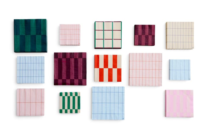 Pattern Lunch servett 33x33 cm 20-pack, Off white-blue grid HAY