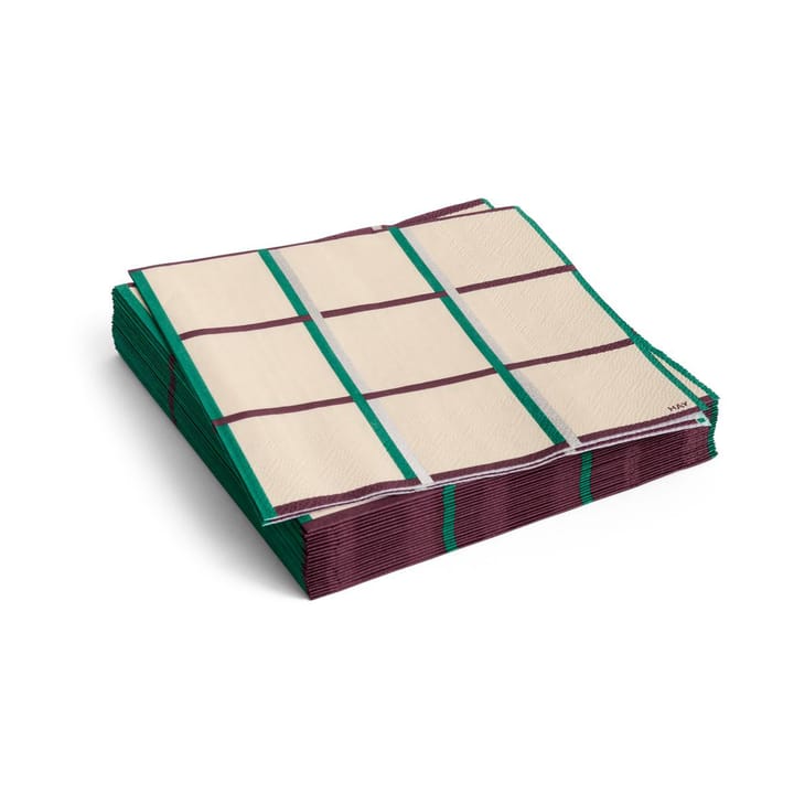 Pattern Lunch servett 33x33 cm 20-pack - Off white-silver-green braid check - HAY
