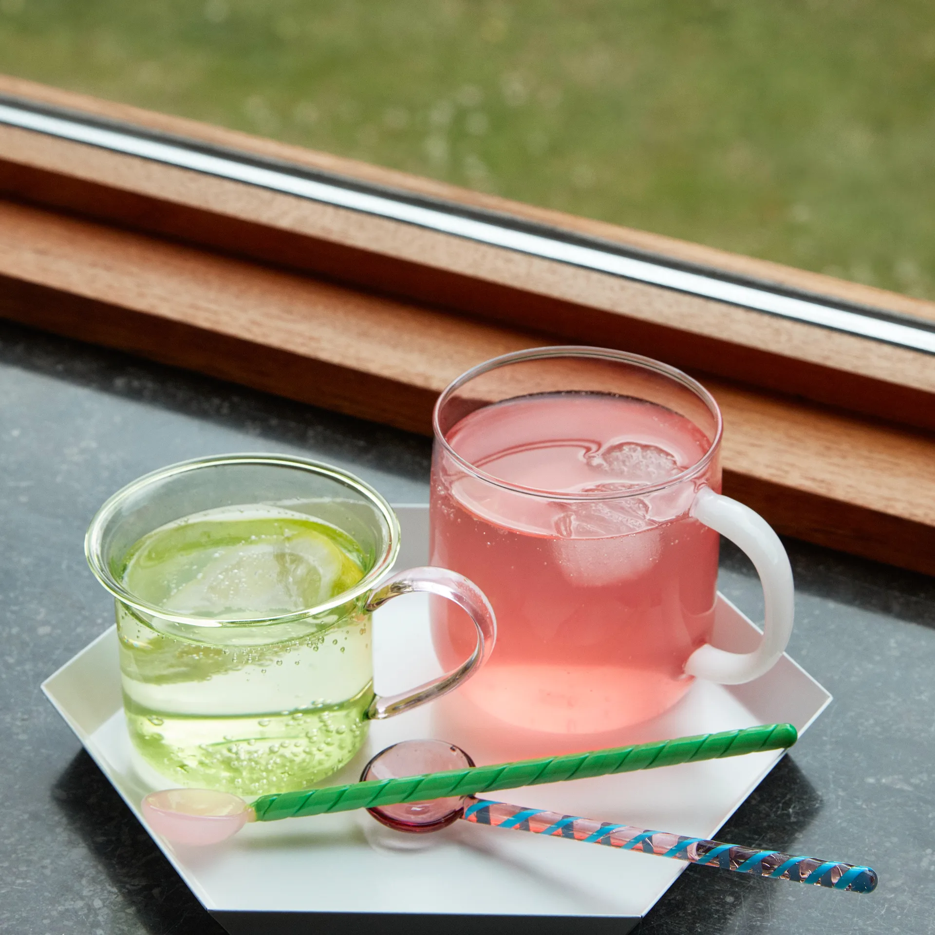 Round glassked 2-pack, Aubergine-light pink HAY