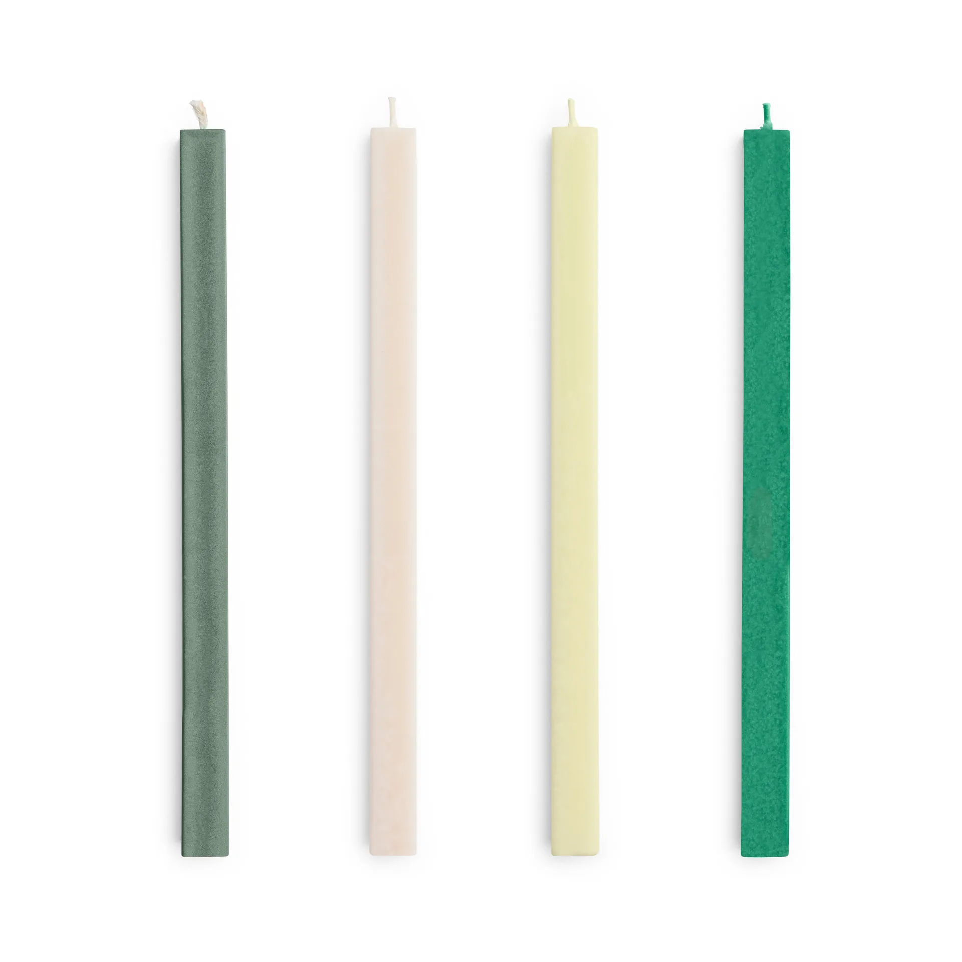 Square Candle ljus mix 4-pack, Greens-whites HAY