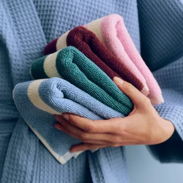 Stripe handduk - Petrol blue, 30x30 - HAY