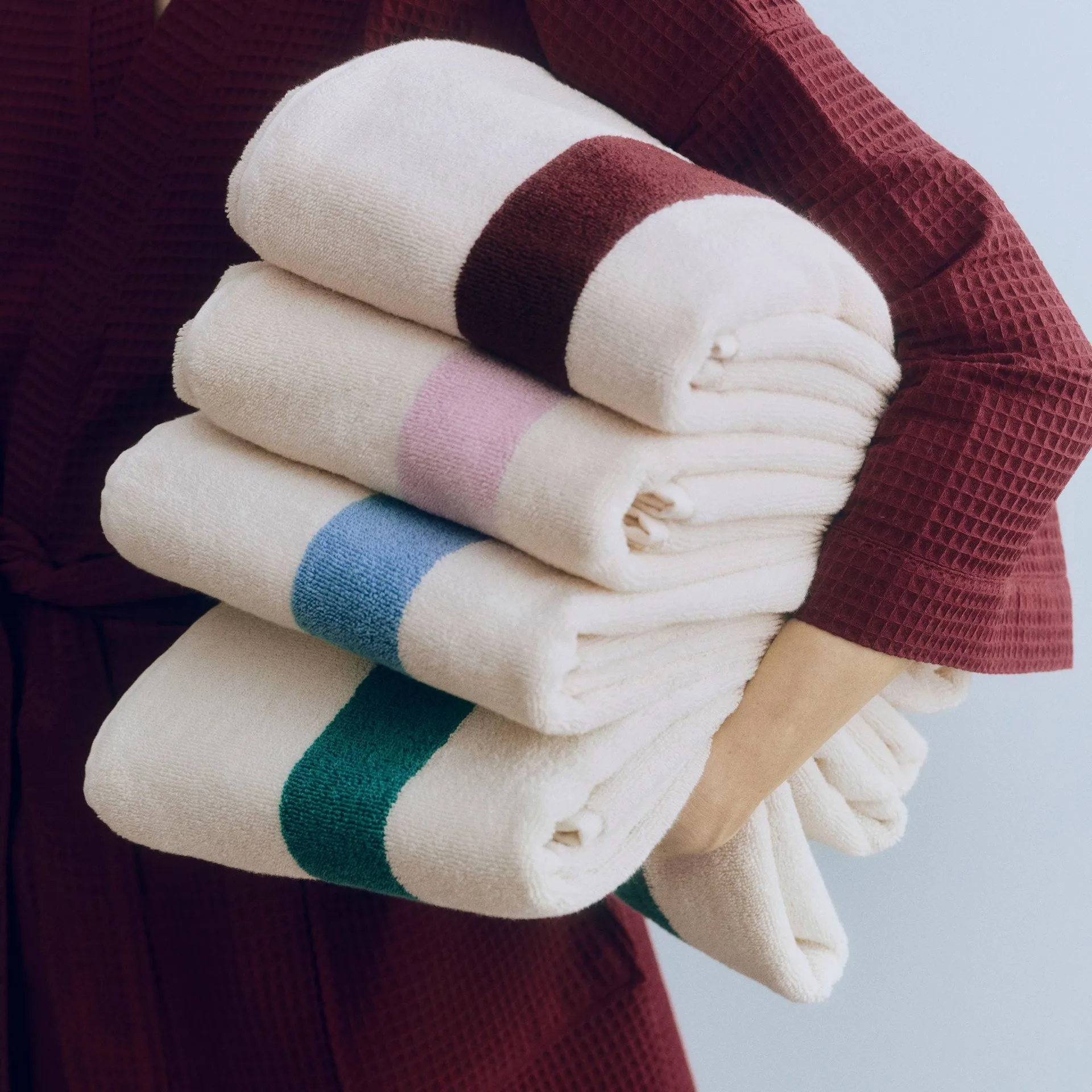 Stripe handduk, Petrol blue, 70x140 cm HAY