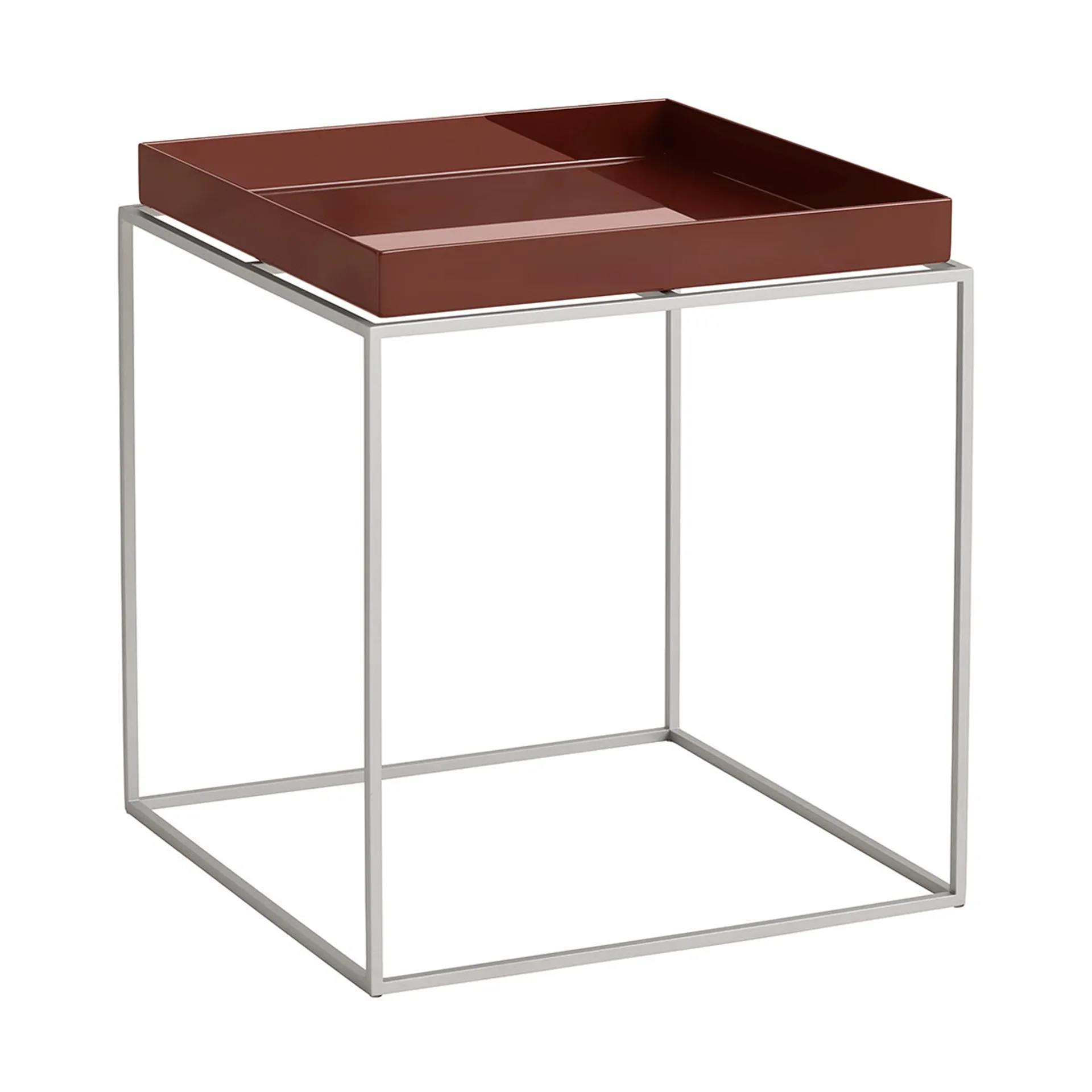 HAY Tray Table medium brickbord Chocolate-silikon grå, 40x40x44 cm