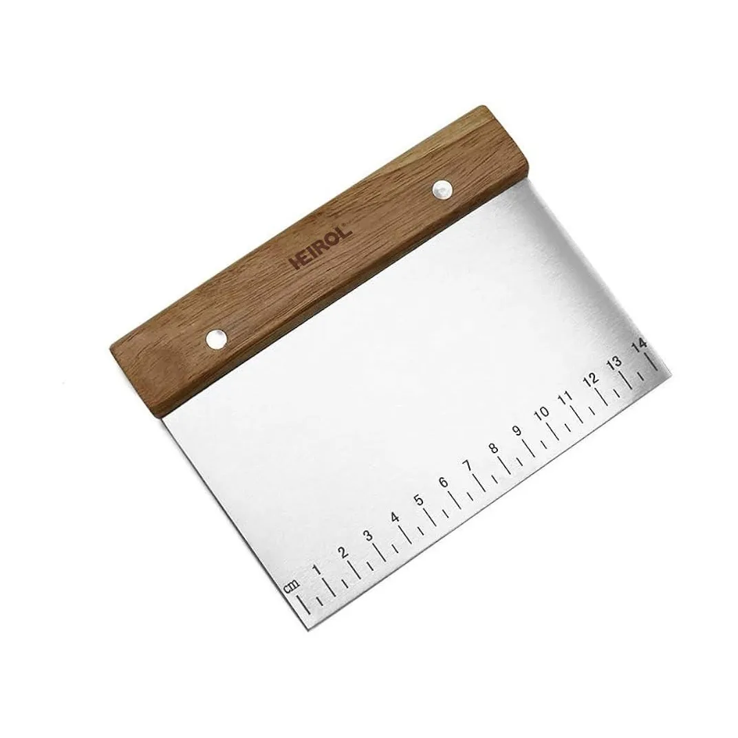 Degskrapa med trähandtag, Rosenträ-rostfritt stål Heirol