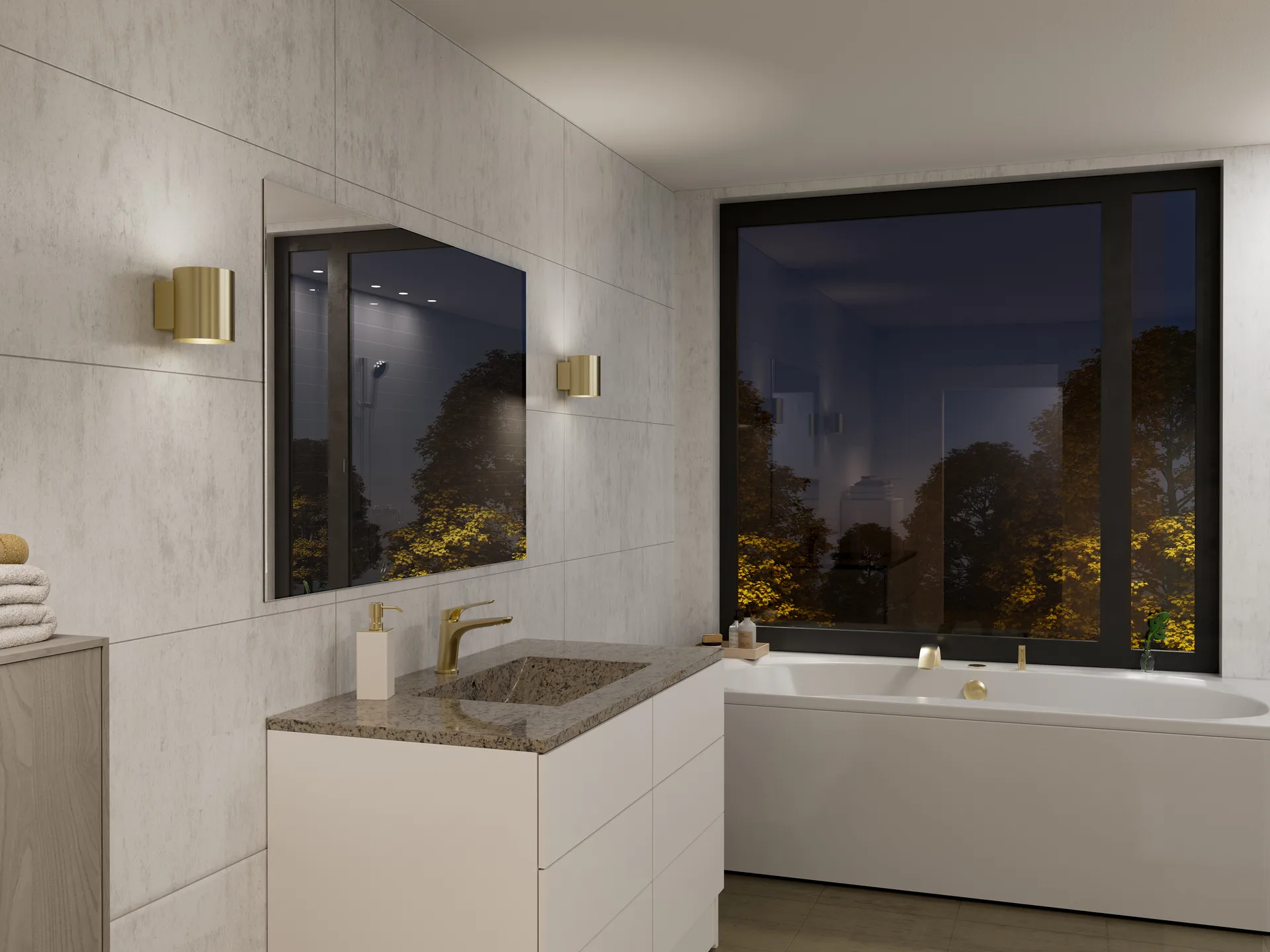 Evoke vägglampa small, Satin brass Herstal