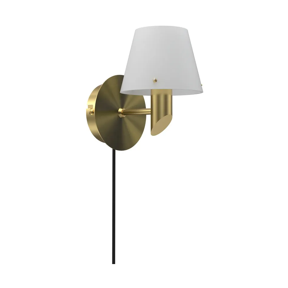 Gil vägglampa, Satin brass-opal glas Herstal