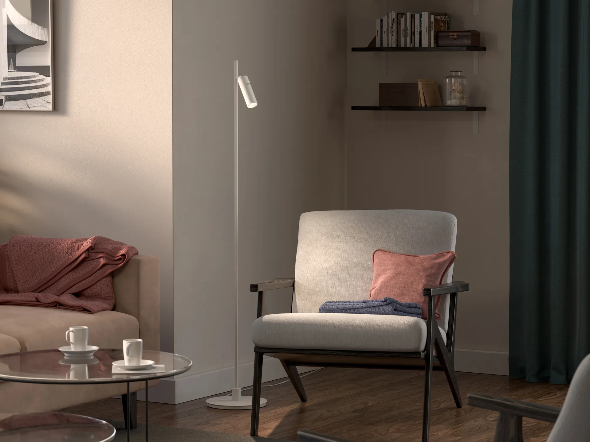 Pipeline golvlampa, Mattvit Herstal