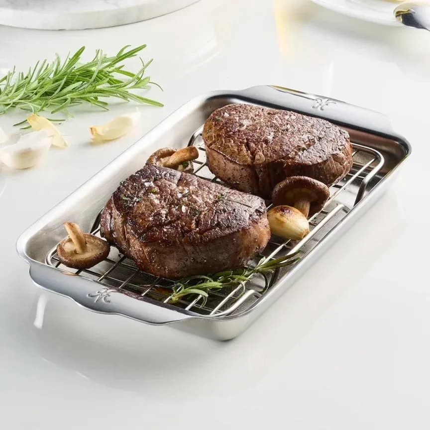 Hestan Ovenbond ugnsplåt med avsvalningsgaller, Rostfritt stål, 16,8x28,8 cm Hestan