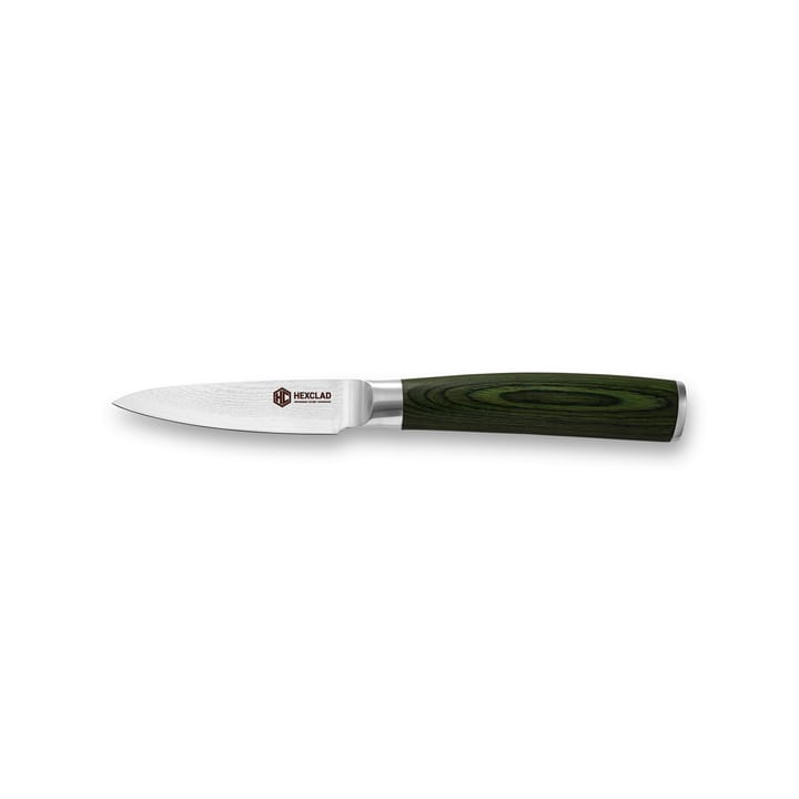 Hexclad grönsakskniv 67-lager damaskus 9 cm, Grön Hexclad