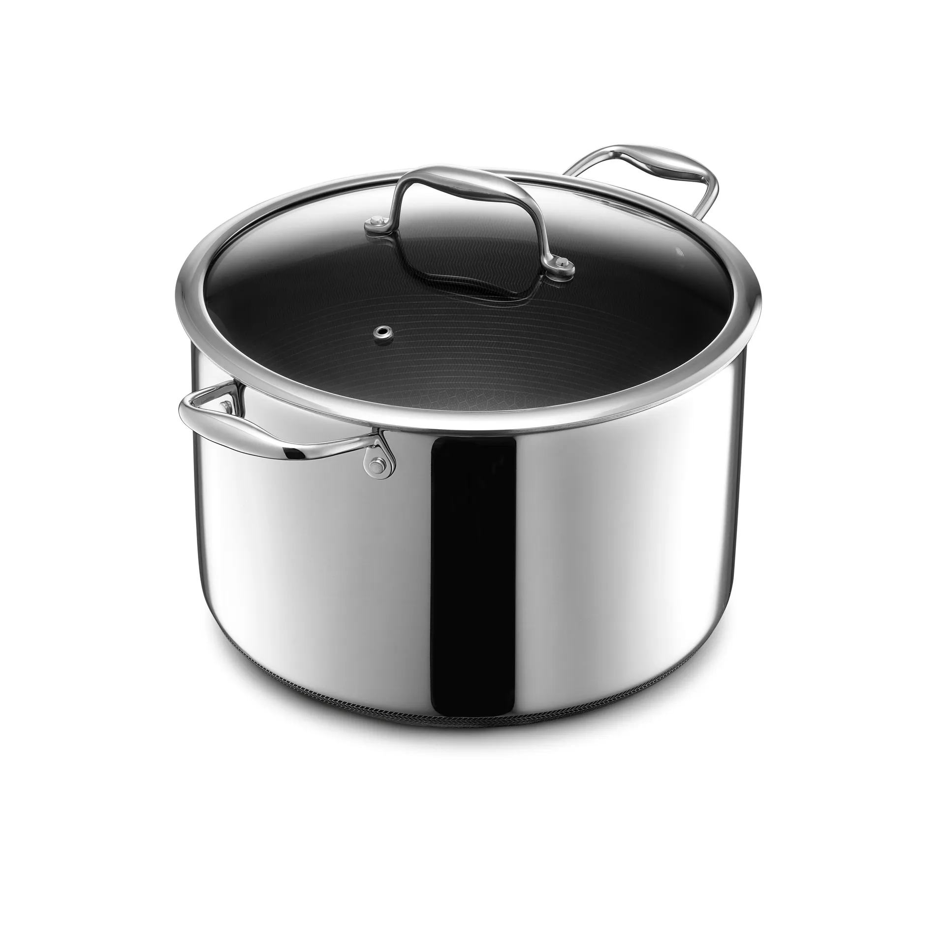 Hexclad hybrid gryta med glaslock 9,5 L, Silver Hexclad