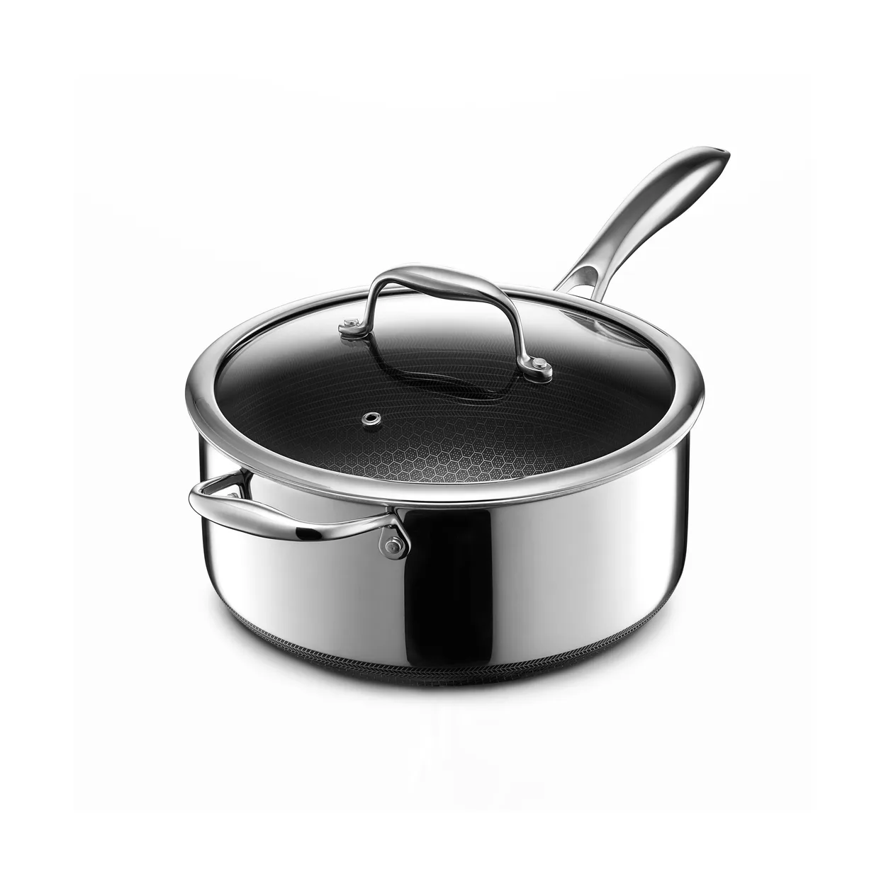 Hexclad Hexclad hybrid kastrull med lock 4,7 L Silver