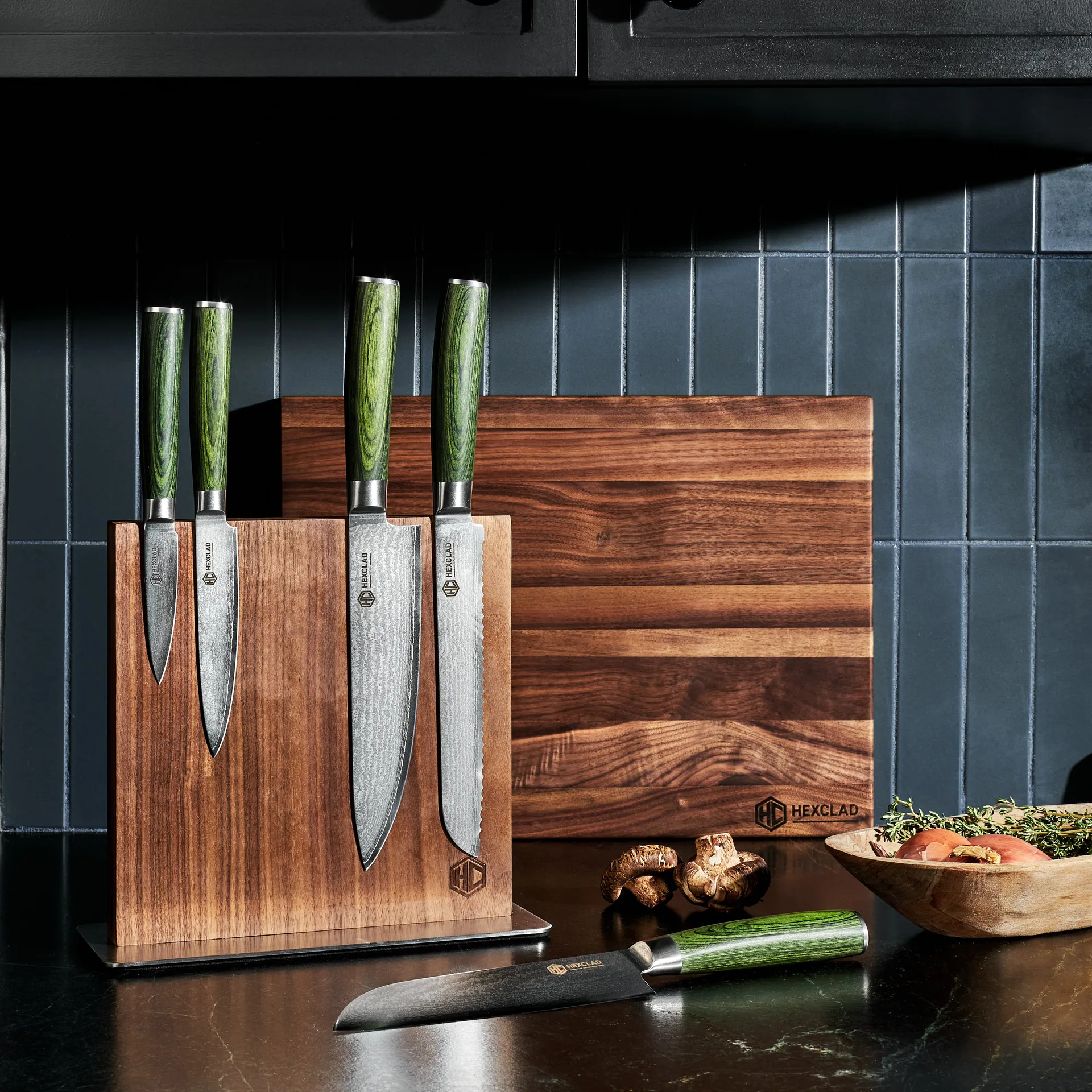 Hexclad knivset 6-delar, Damaskus stål Hexclad